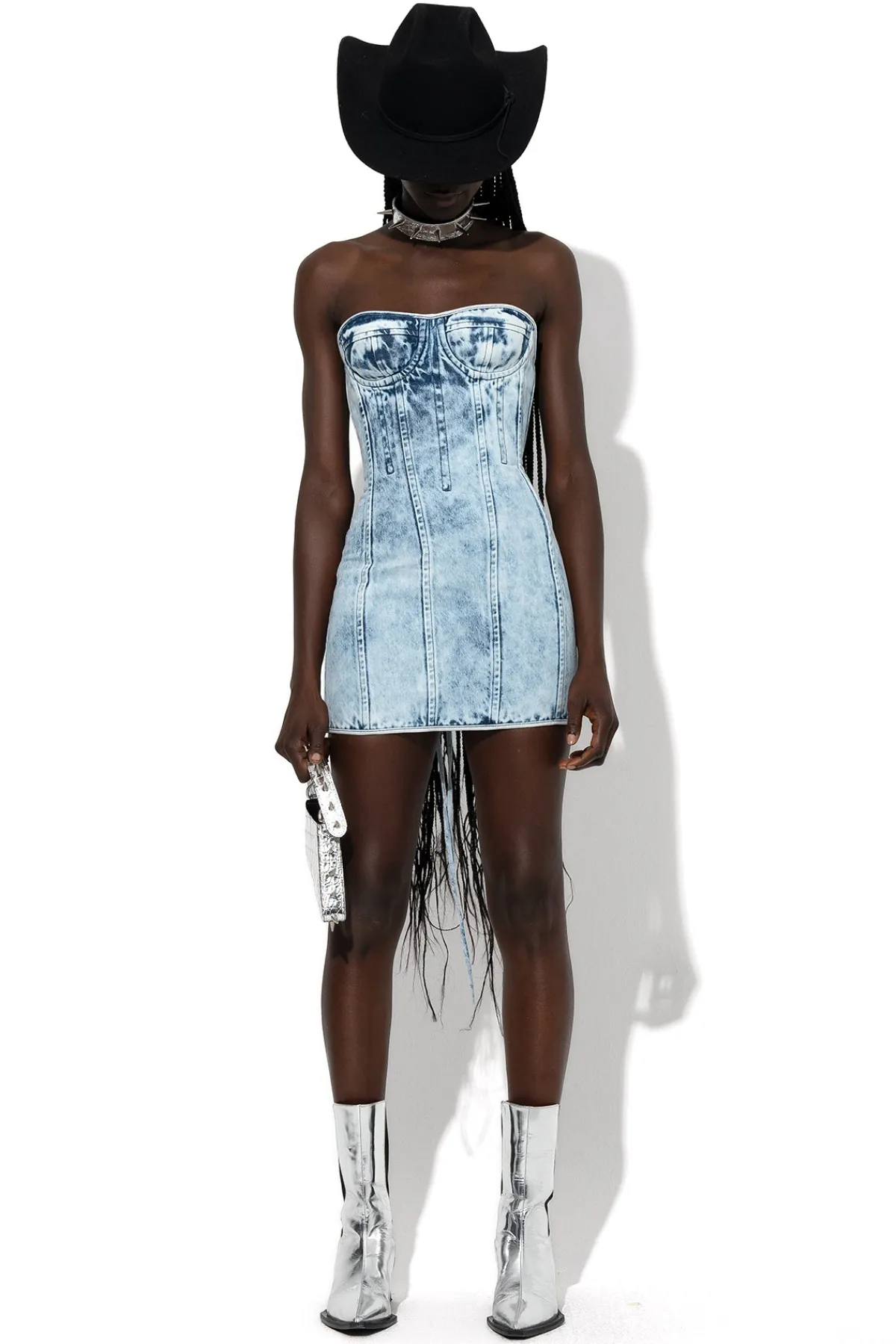 Women Marques ' Almeida ACID WASH DENIM CORSET DRESS