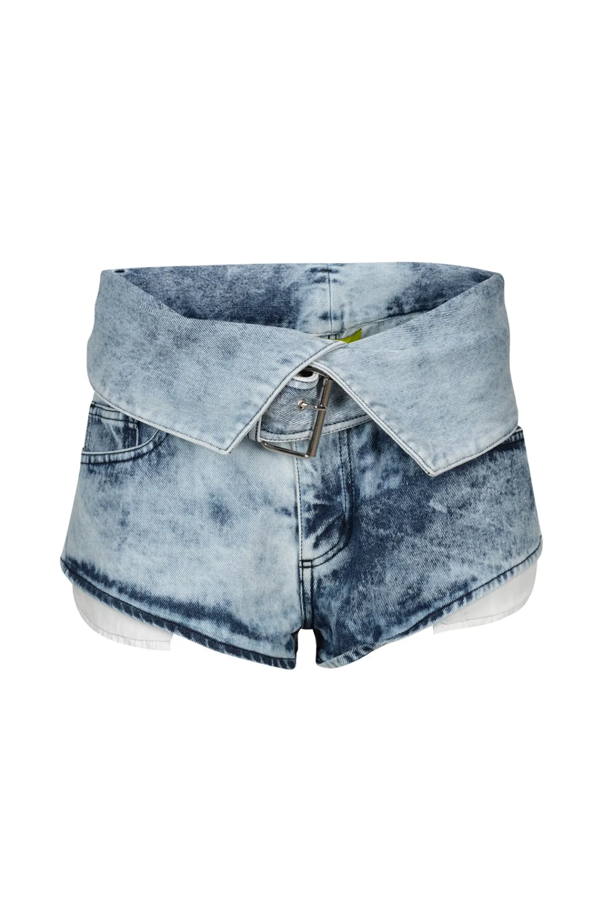 Women Marques ' Almeida ACID WASH DENIM FOLDING WAISTBAND SHORTS