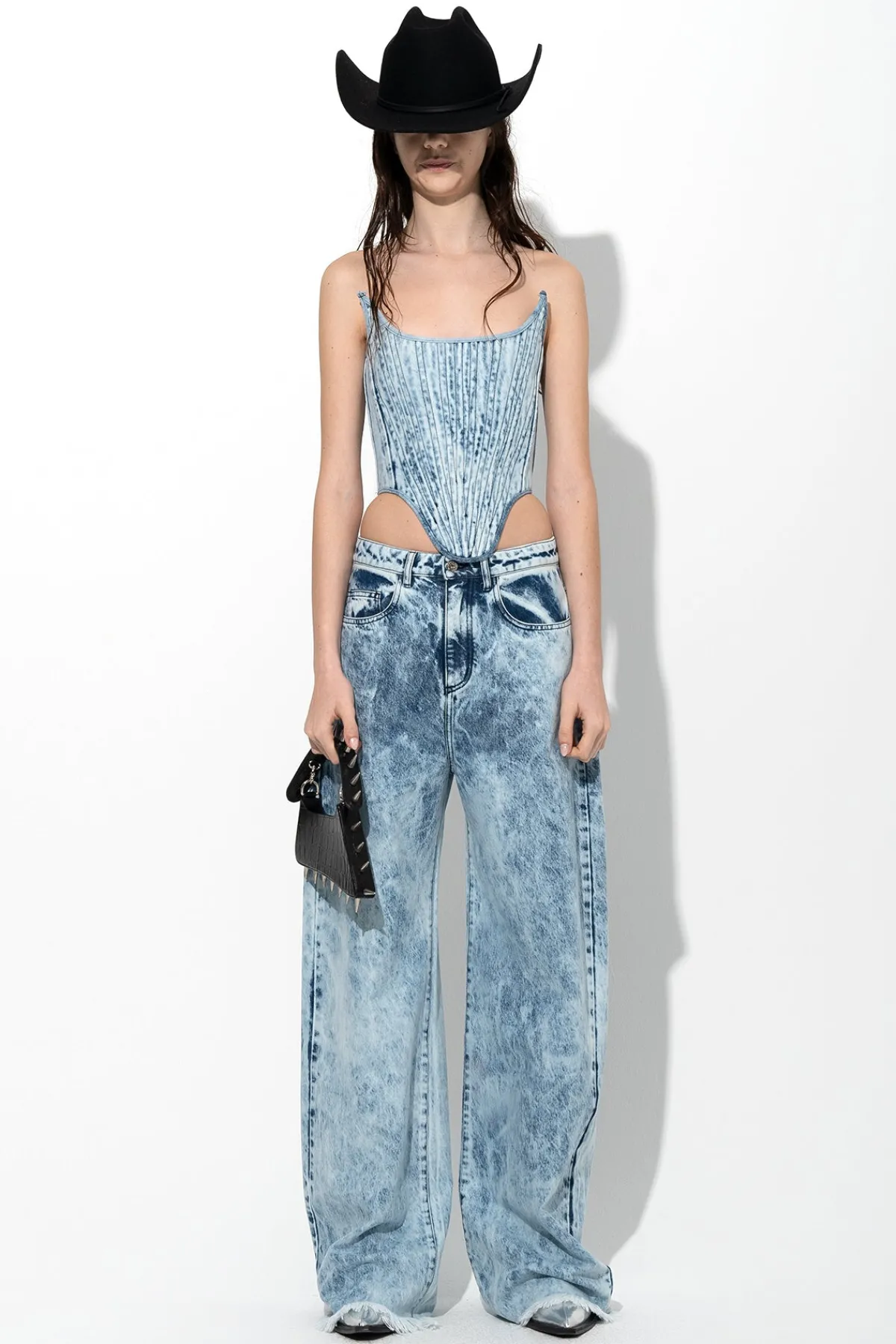 Women Marques ' Almeida ACID WASH DENIM SHAPED CORSET