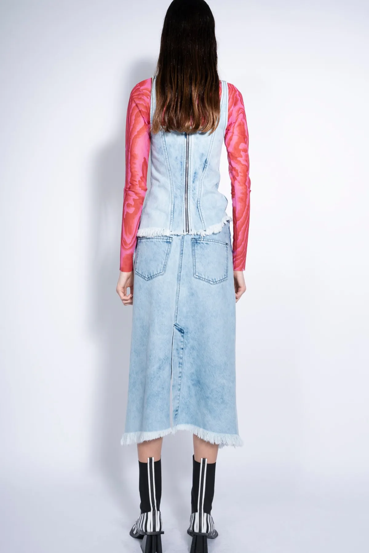 Women Marques ' Almeida ACID WASH SKIRT WITH SIDE SPLIT