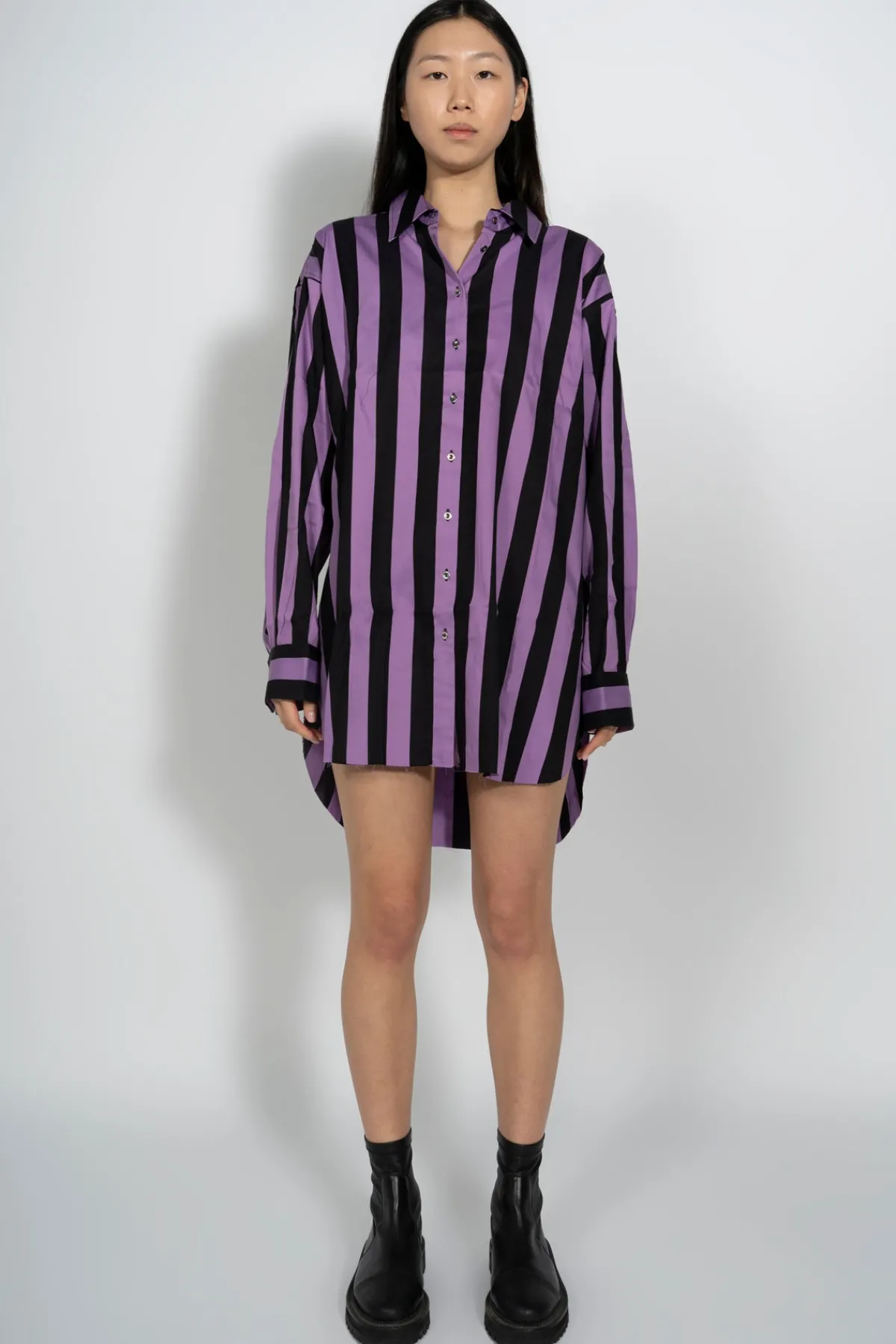 Women Marques ' Almeida BLACK AND LILAC STRIPED XXL SHIRT