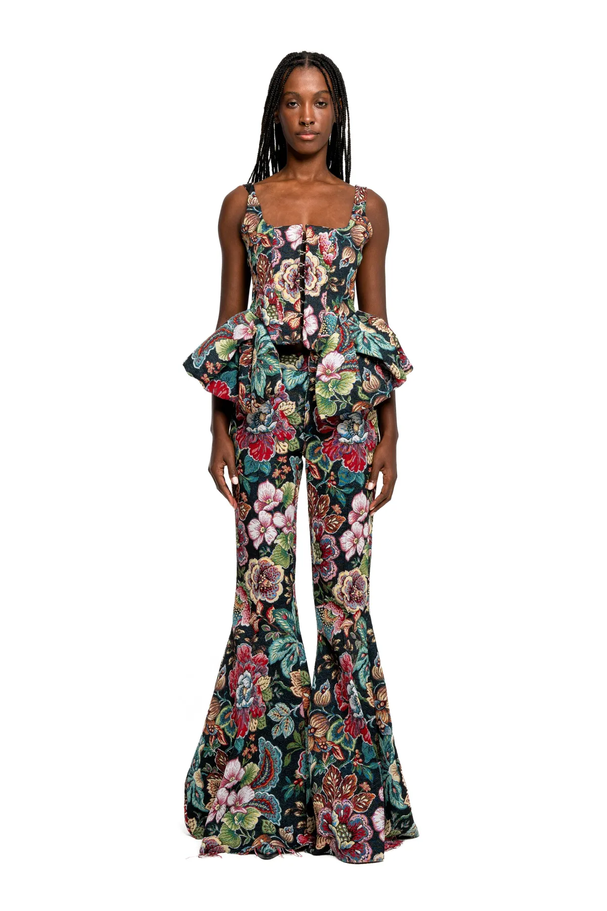 Women Marques ' Almeida BLACK BROCADE CORSET WITH FRONT HOOK & EYE CLOSURE