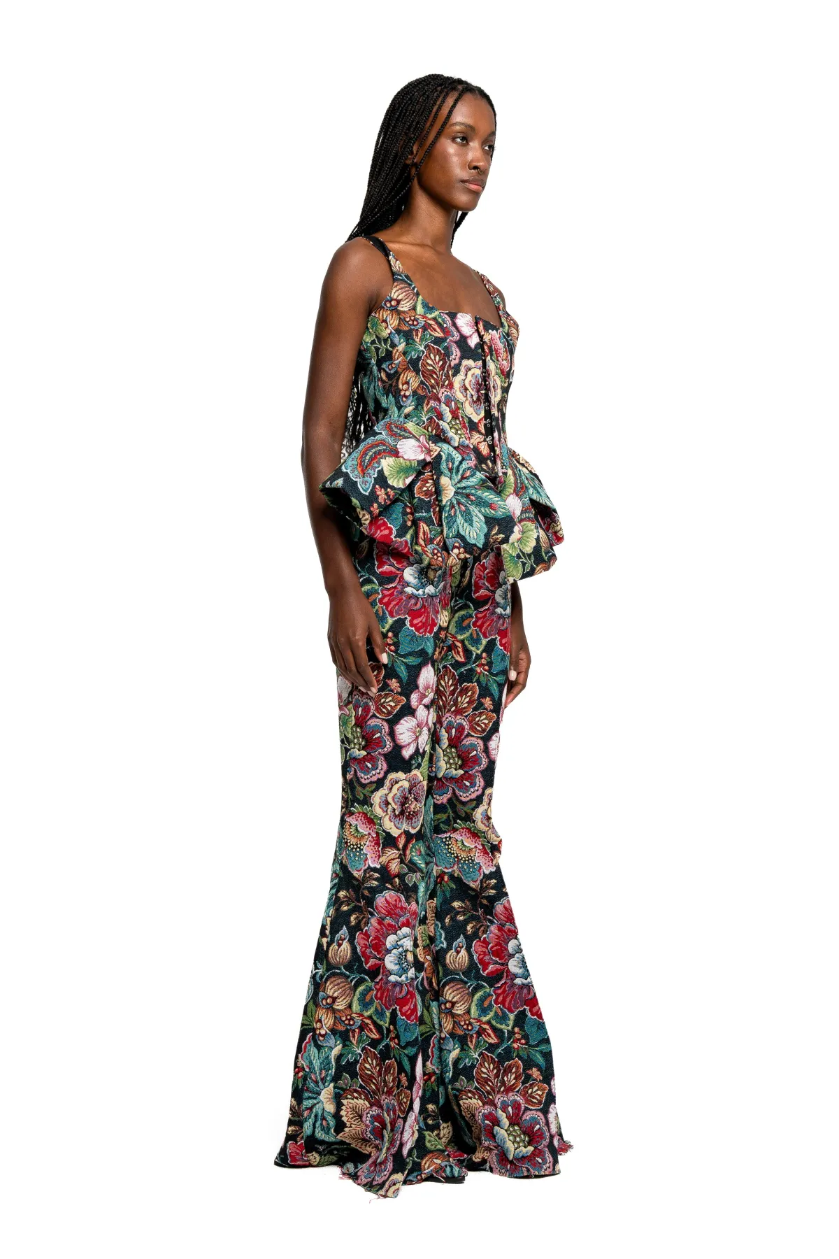 Women Marques ' Almeida BLACK BROCADE CORSET WITH FRONT HOOK & EYE CLOSURE