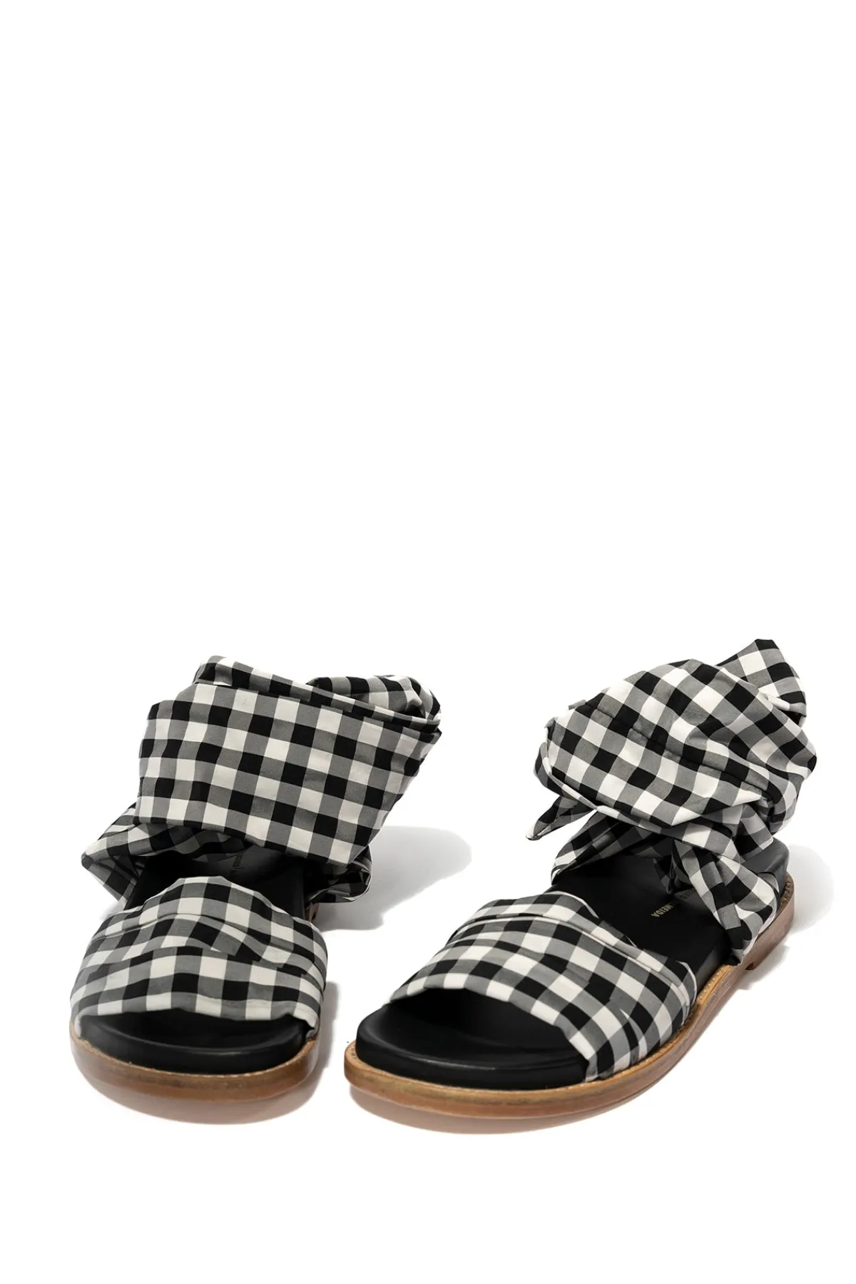 Marques ' Almeida BLACK GINGHAM WRAP SANDAL