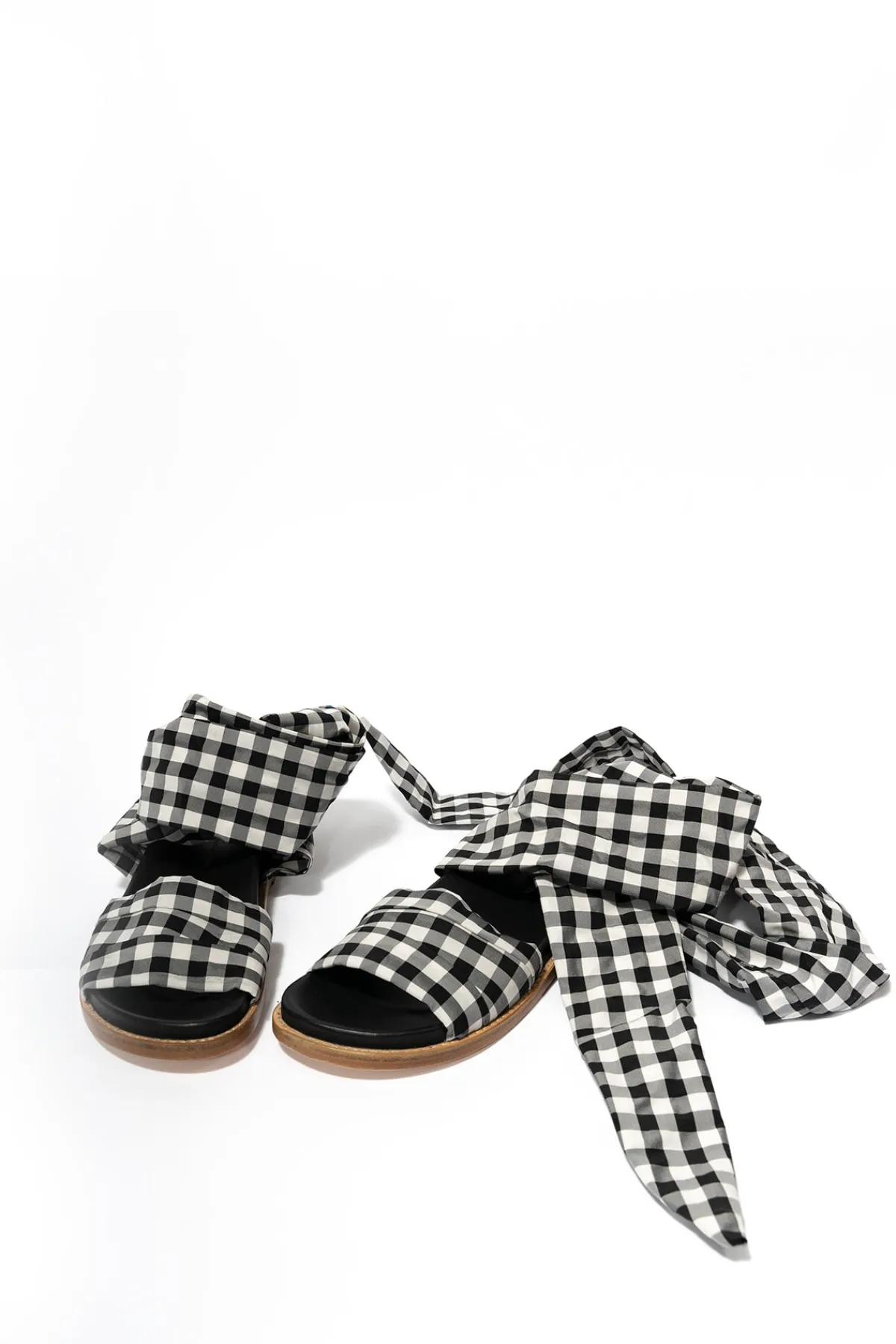 Marques ' Almeida BLACK GINGHAM WRAP SANDAL