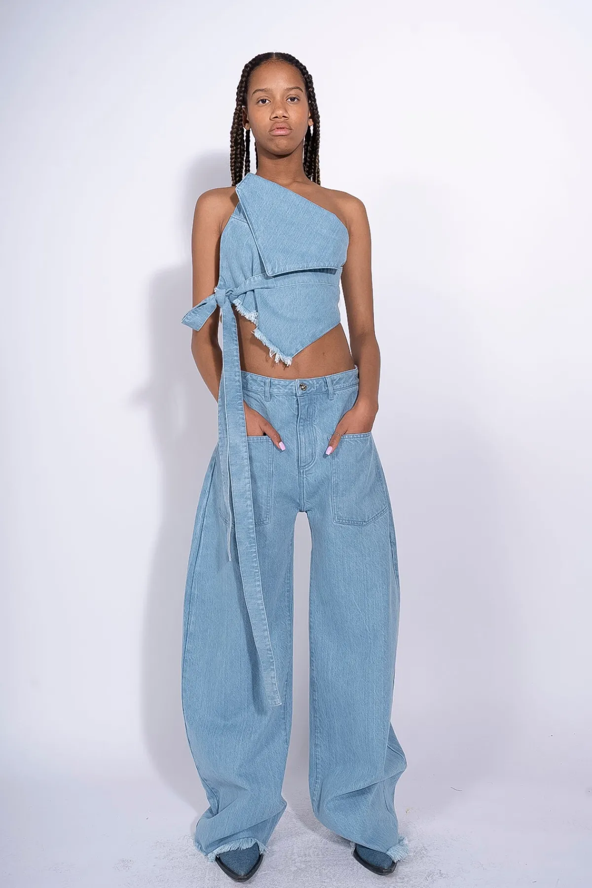 Women Marques ' Almeida DENIM PATCH POCKET BOYFRIEND TROUSERS