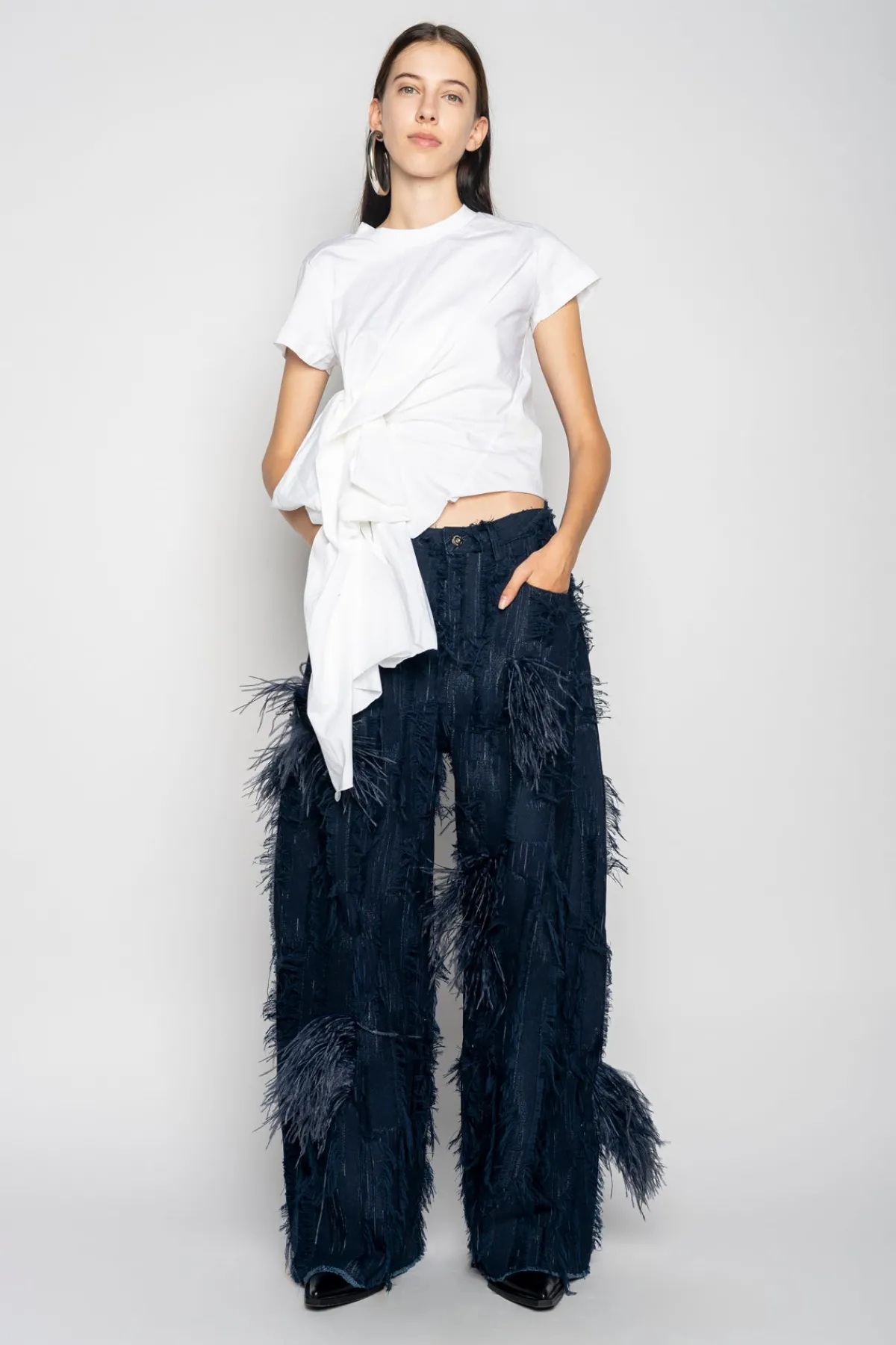 Women Marques ' Almeida BOYFRIEND TROUSERS IN SHREDDED DENIM