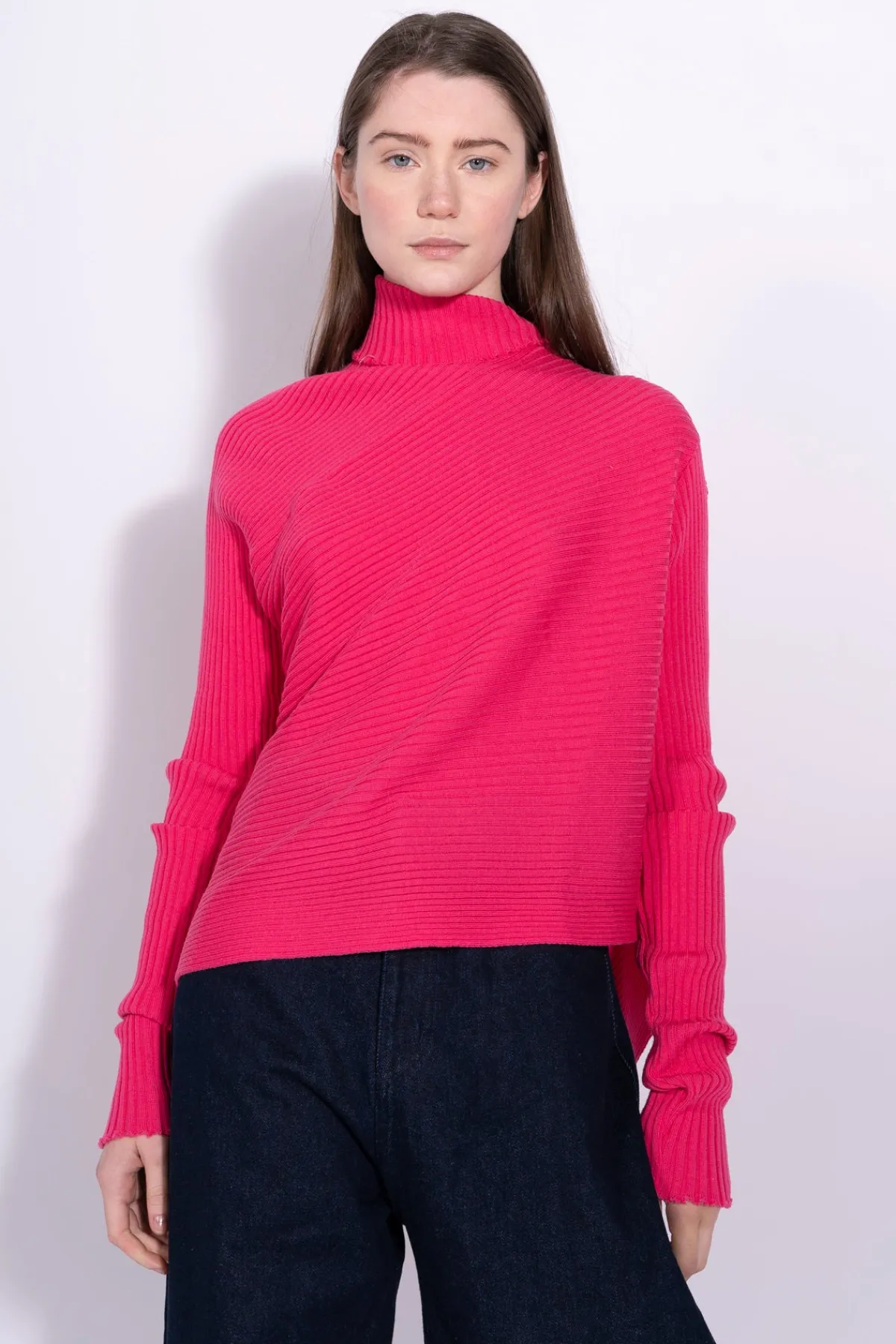 Women Marques ' Almeida BRIGHT PINK DRAPED JUMPER IN MERINO KNIT