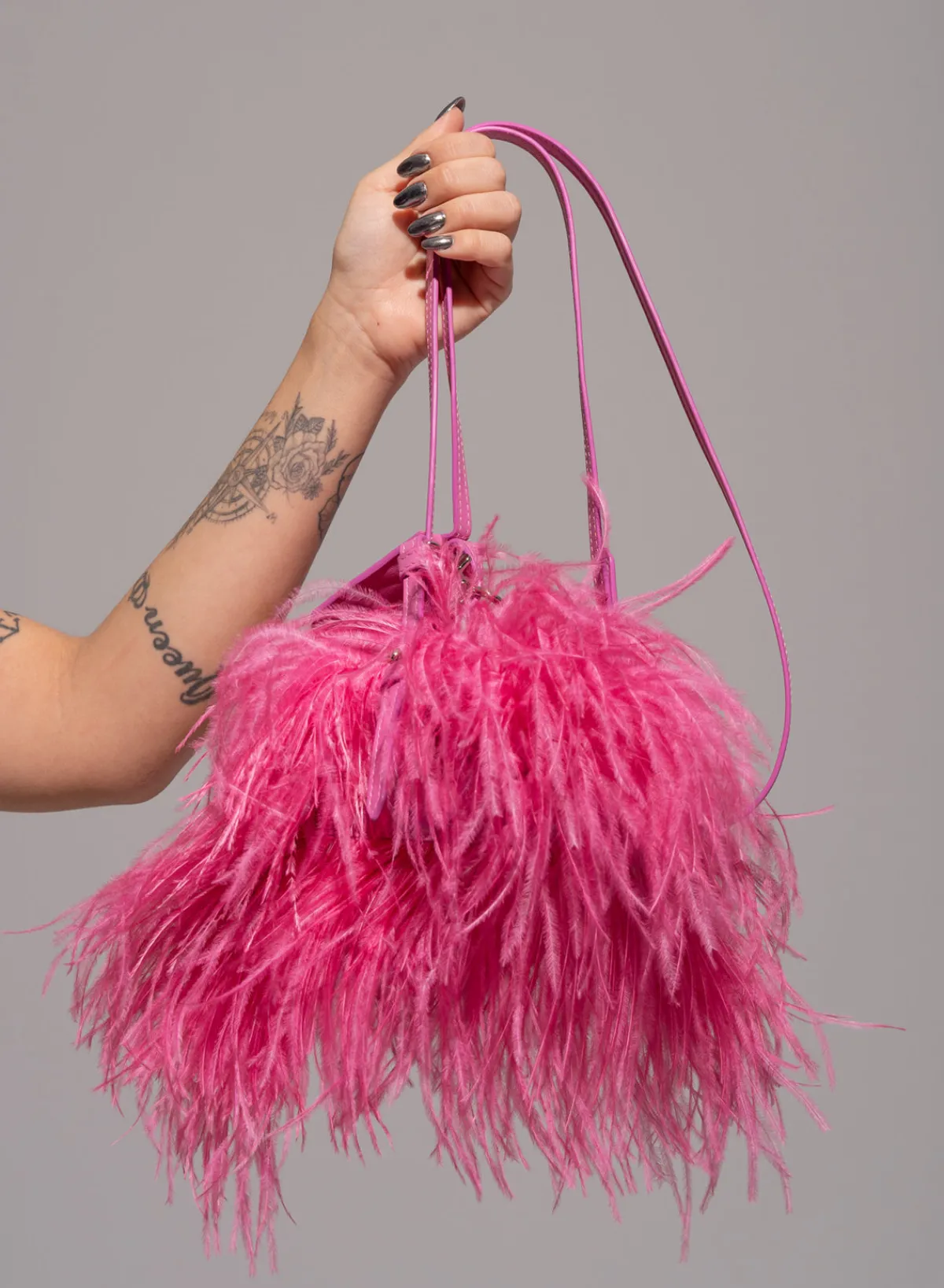 Marques ' Almeida BRIGHT PINK FEATHER BAG