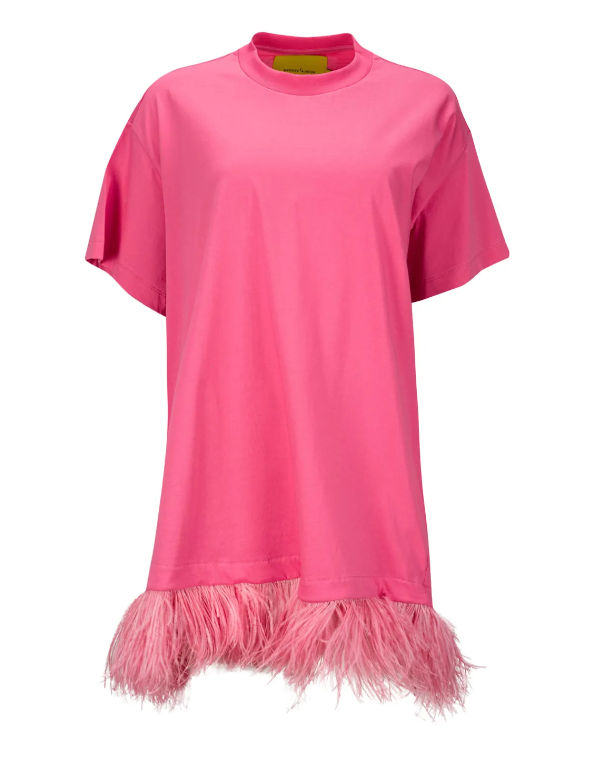 Women Marques ' Almeida BRIGHT PINK FEATHER HEM T-SHIRT DRESS