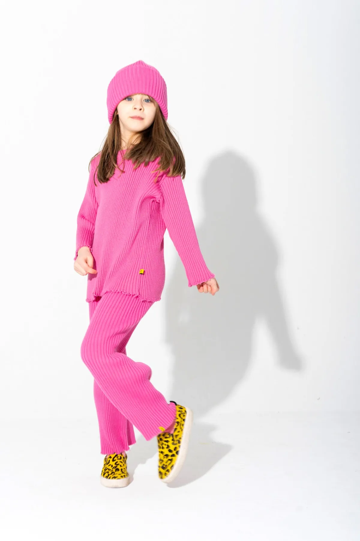 Kids Marques ' Almeida BRIGHT PINK MERINO KNIT BEANIE