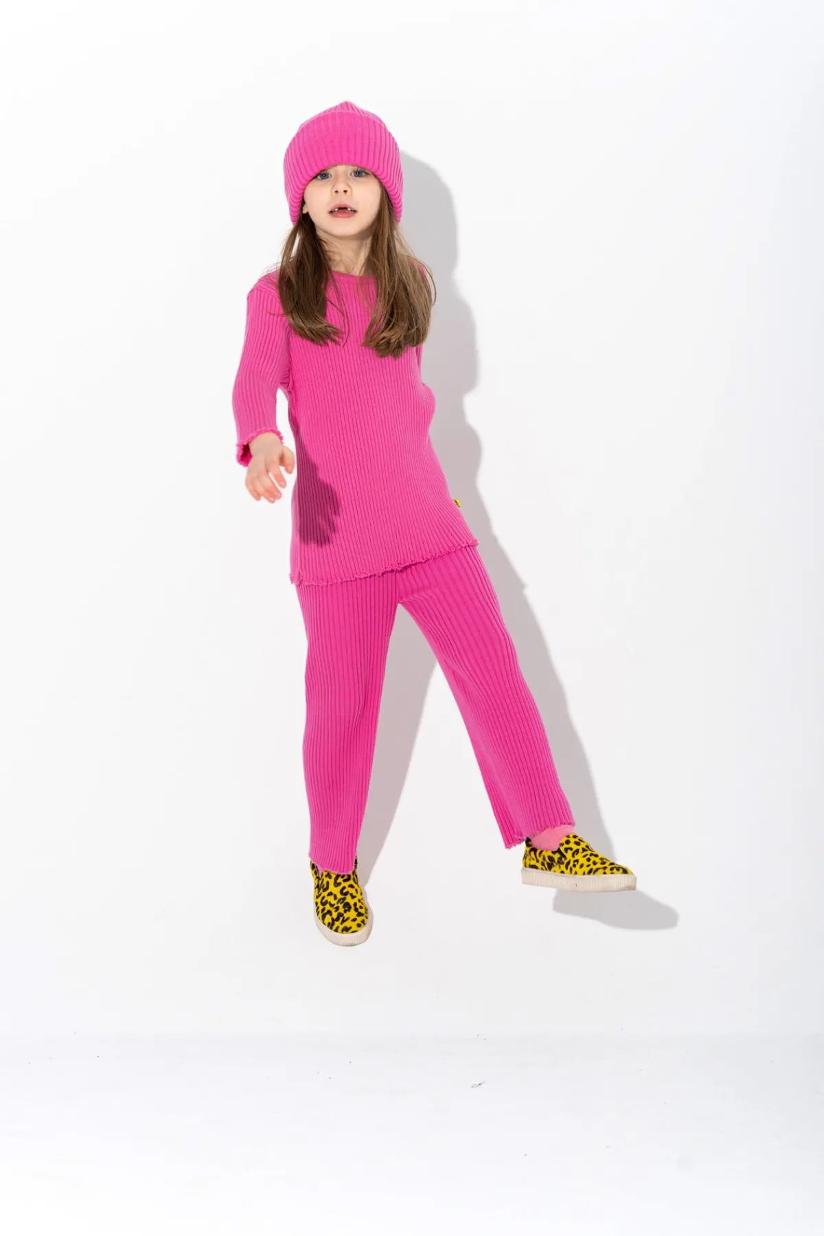 Kids Marques ' Almeida BRIGHT PINK MERINO KNIT TROUSERS