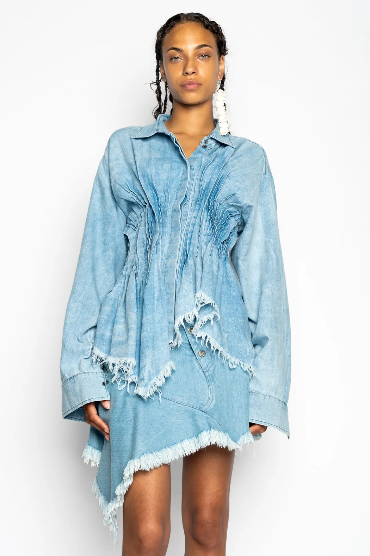 Women Marques ' Almeida CHAMBRAY PLEATED SHIRT