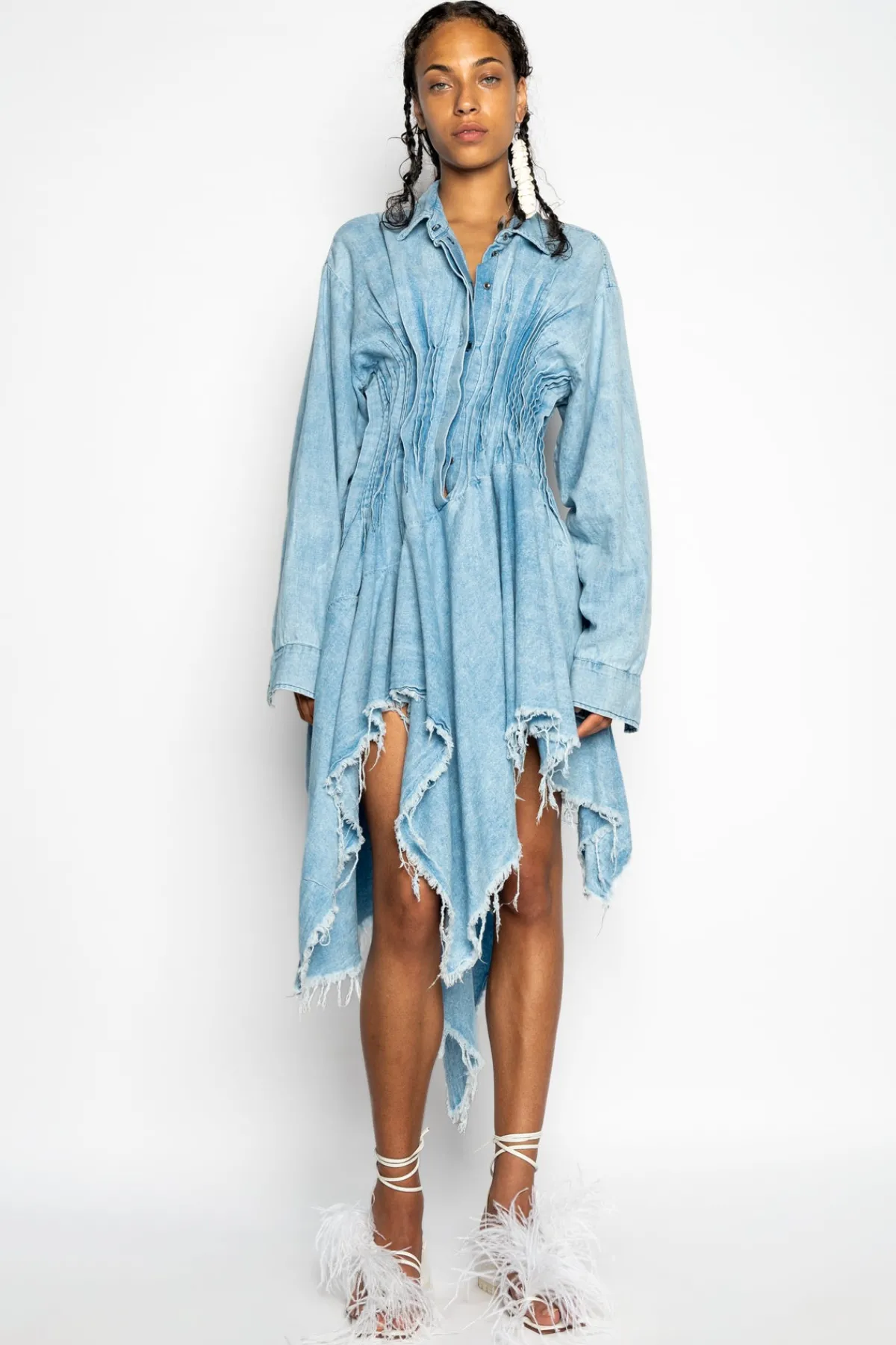 Women Marques ' Almeida CHAMBRAY PLEATED SHIRT DRESS