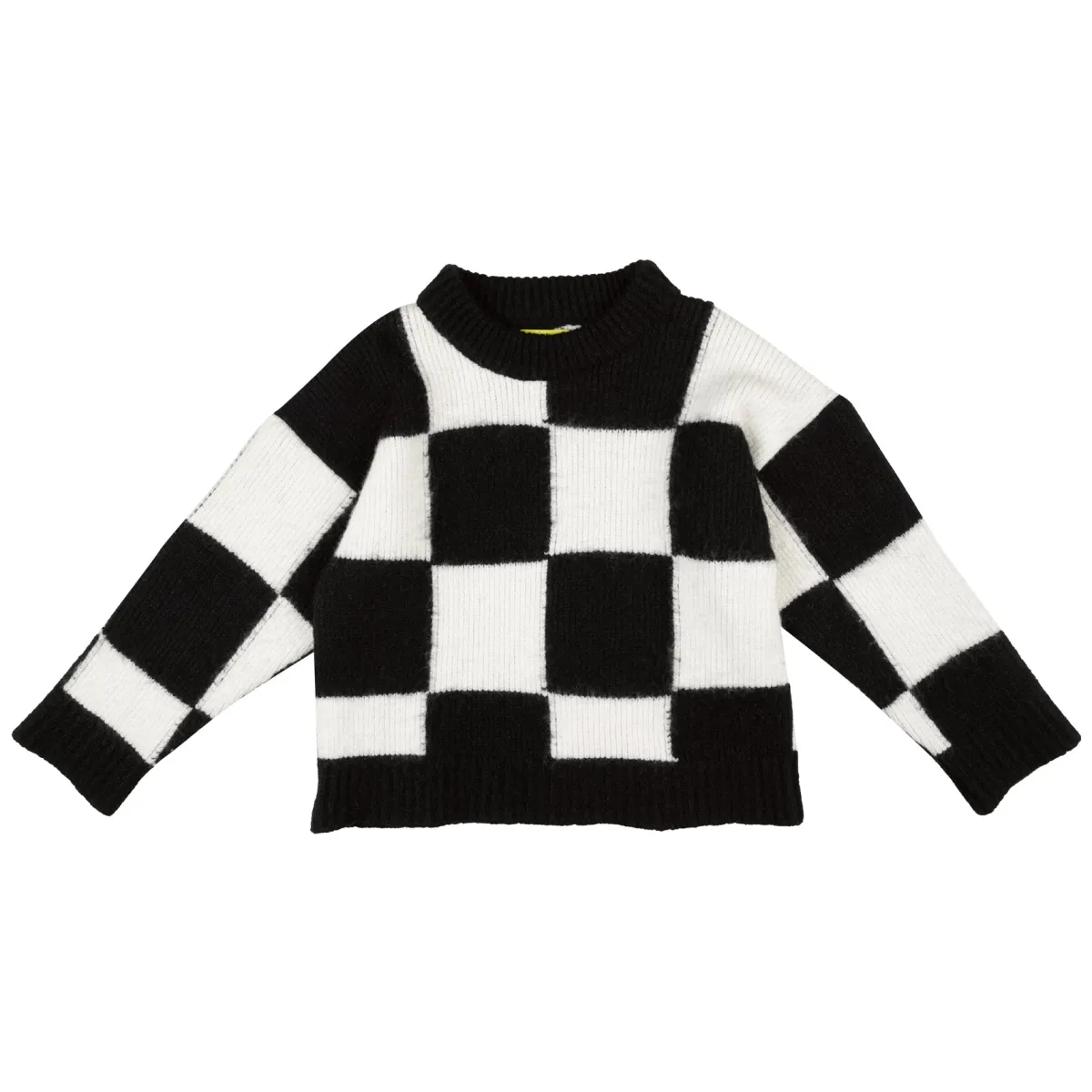 Kids Marques ' Almeida CHECKERED CREW NECK KNIT JUMPER