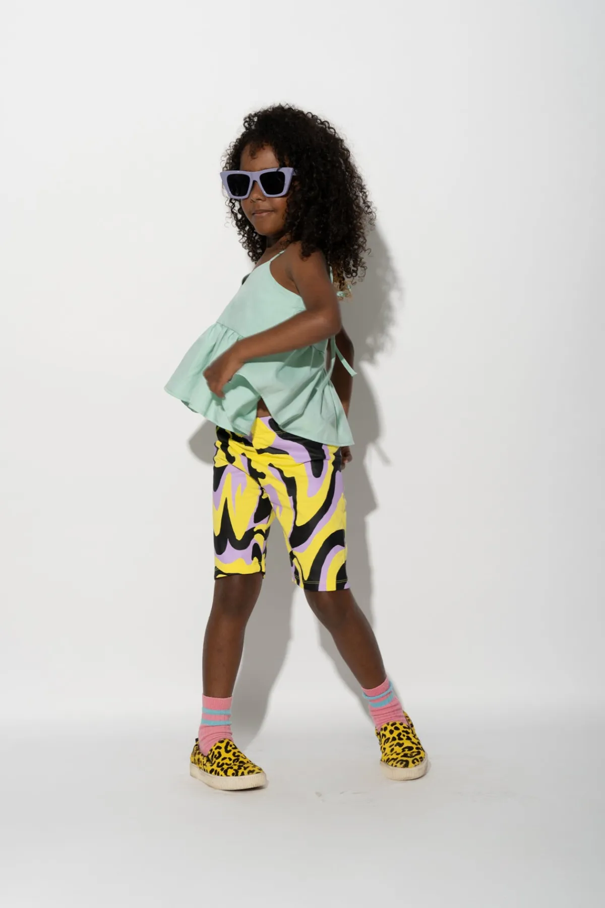 Kids Marques ' Almeida DARK WAVY PRINT BIKER SHORTS