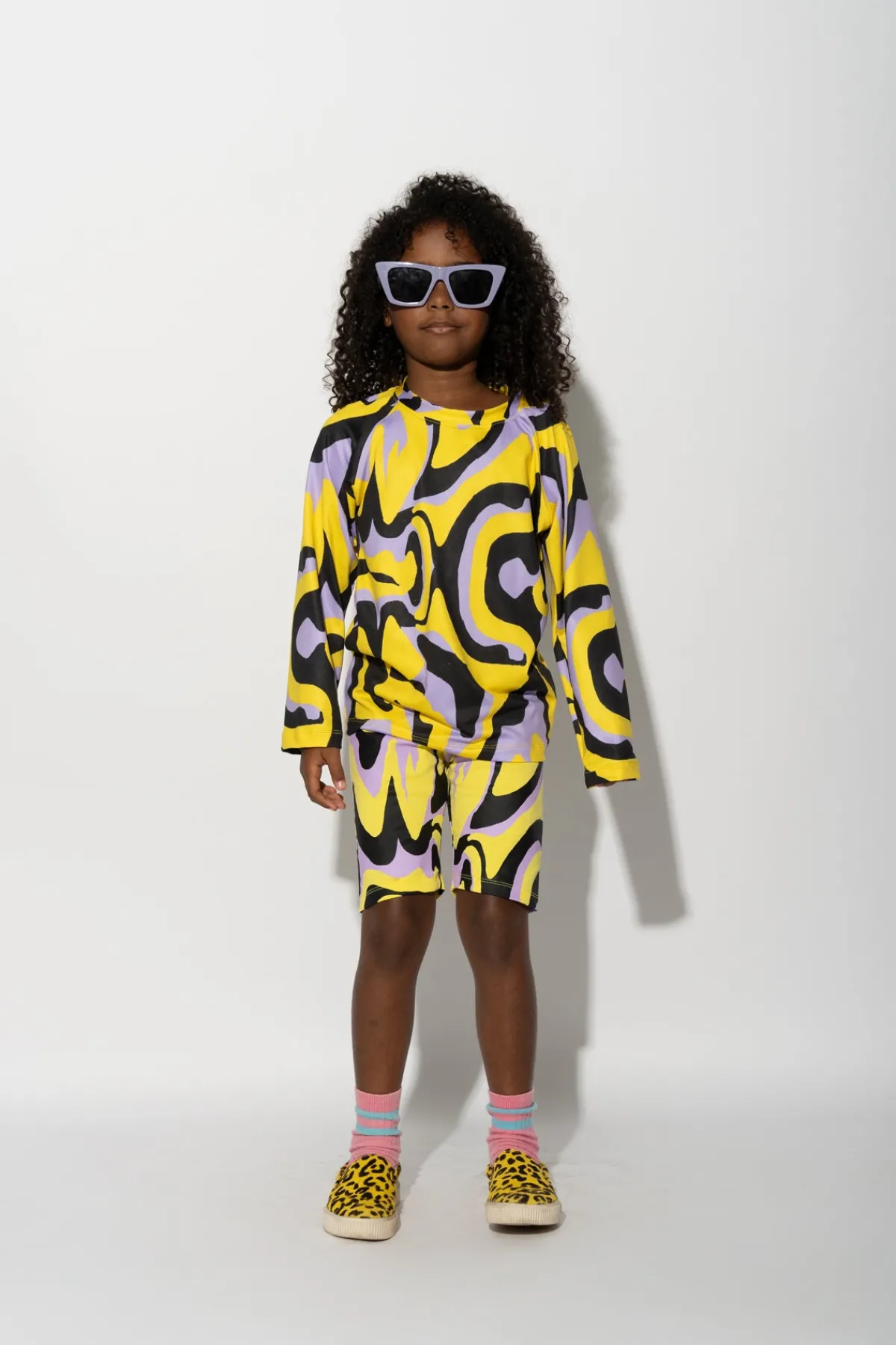 Kids Marques ' Almeida DARK WAVY PRINT LONG SLEEVE TOP