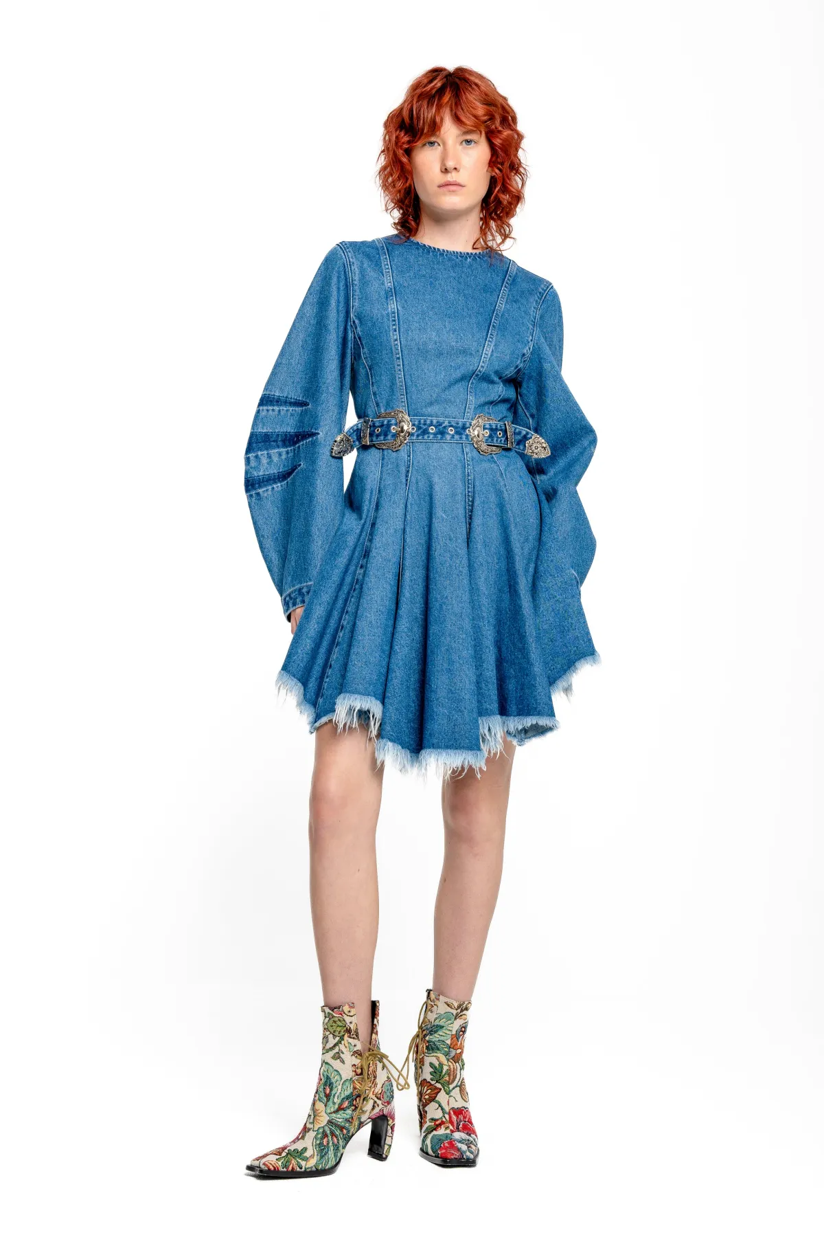 Women Marques ' Almeida DENIM SHORT DRESS WITH ROUND SLEEVES