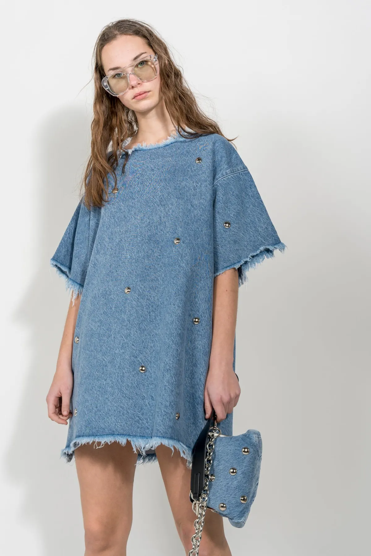 Women Marques ' Almeida DENIM STUDDED CLASSIC T-SHIRT DRESS