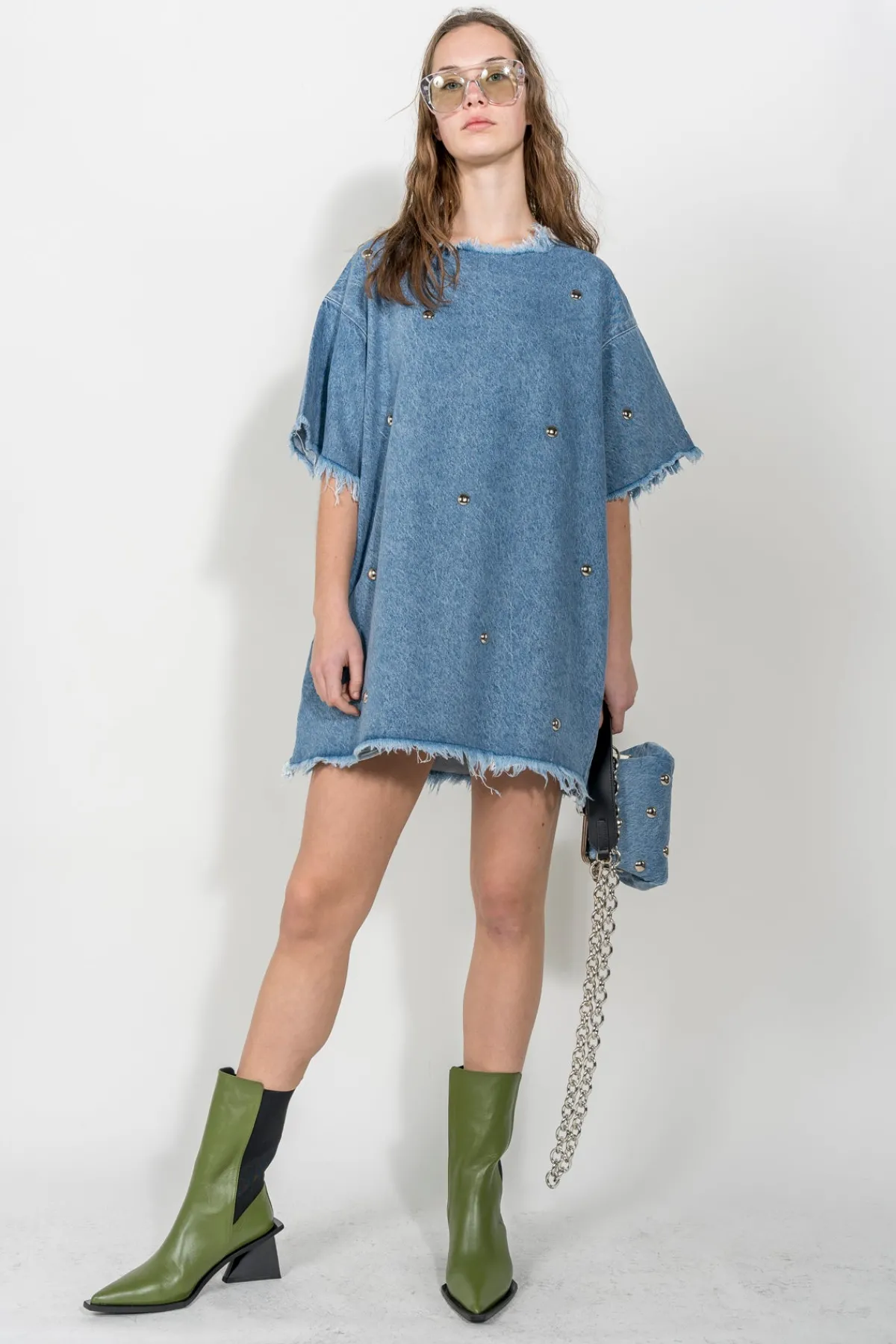 Women Marques ' Almeida DENIM STUDDED CLASSIC T-SHIRT DRESS