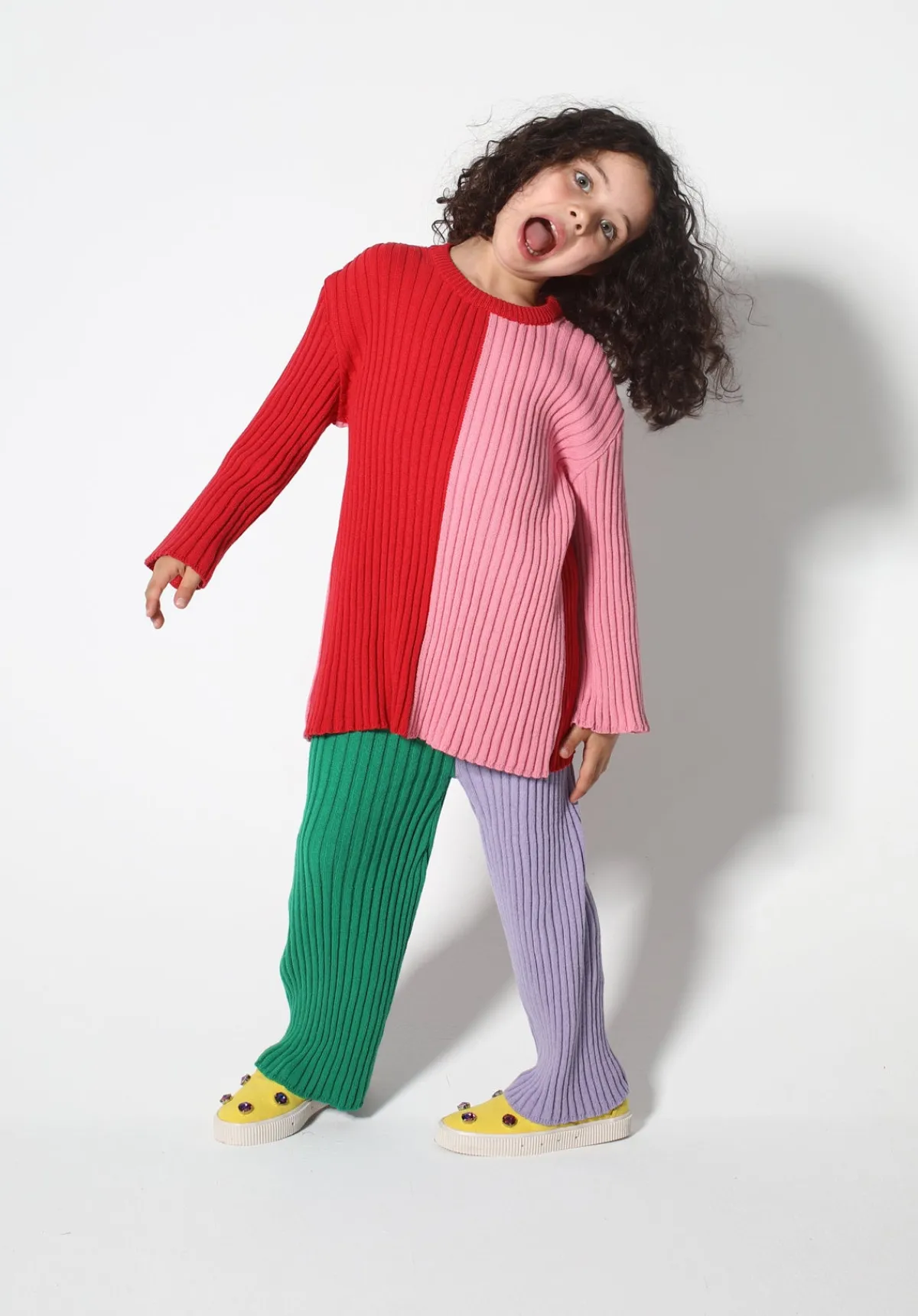 Kids Marques ' Almeida DUO COLOUR CREW NECK JUMPER