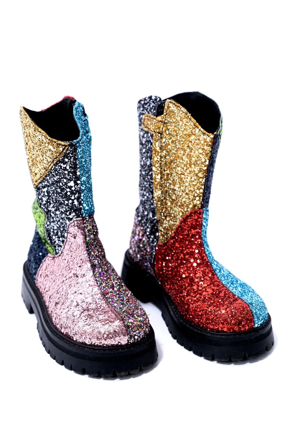 Kids Marques ' Almeida GLITTER LEATHER ANKLE BOOTS