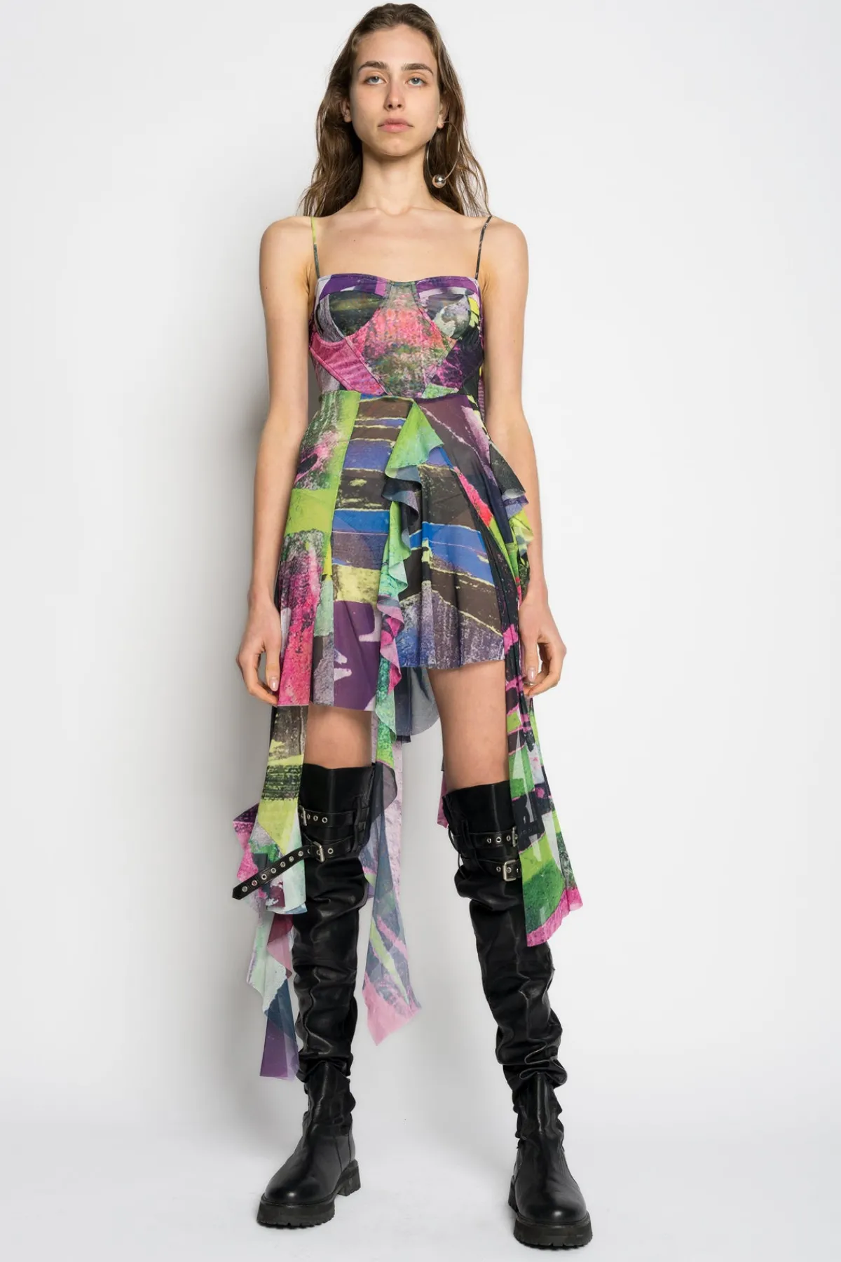 Women Marques ' Almeida GRAFFITI PRINT MESH CORSET DRESS