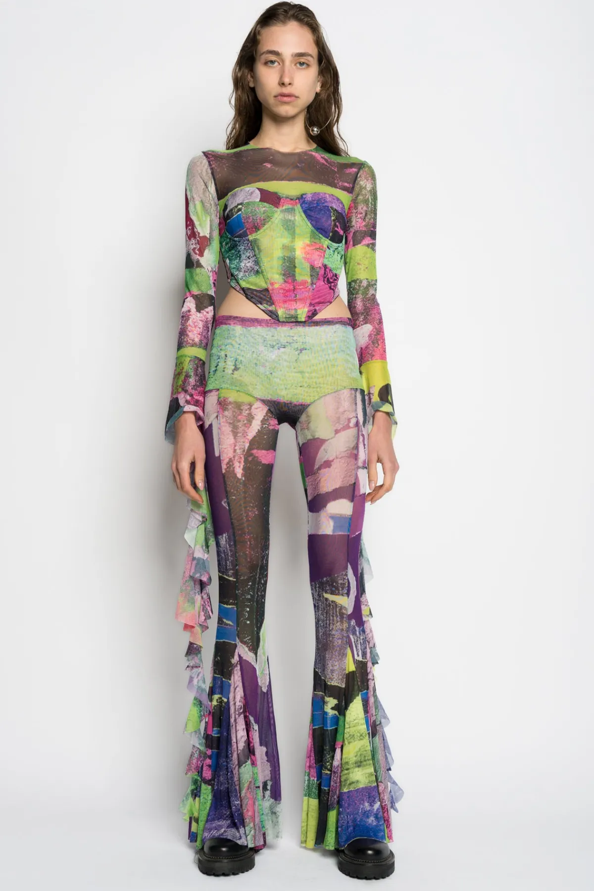 Women Marques ' Almeida GRAFFITI PRINT MESH CORSET TOP