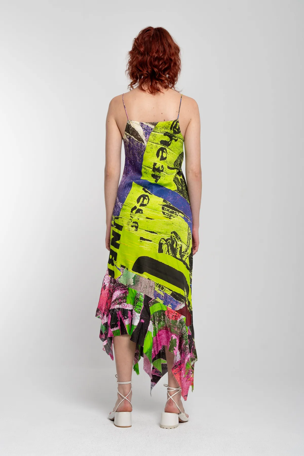 Women Marques ' Almeida GRAFFITI PRINT STRAP DRESS WITH PEPLUM