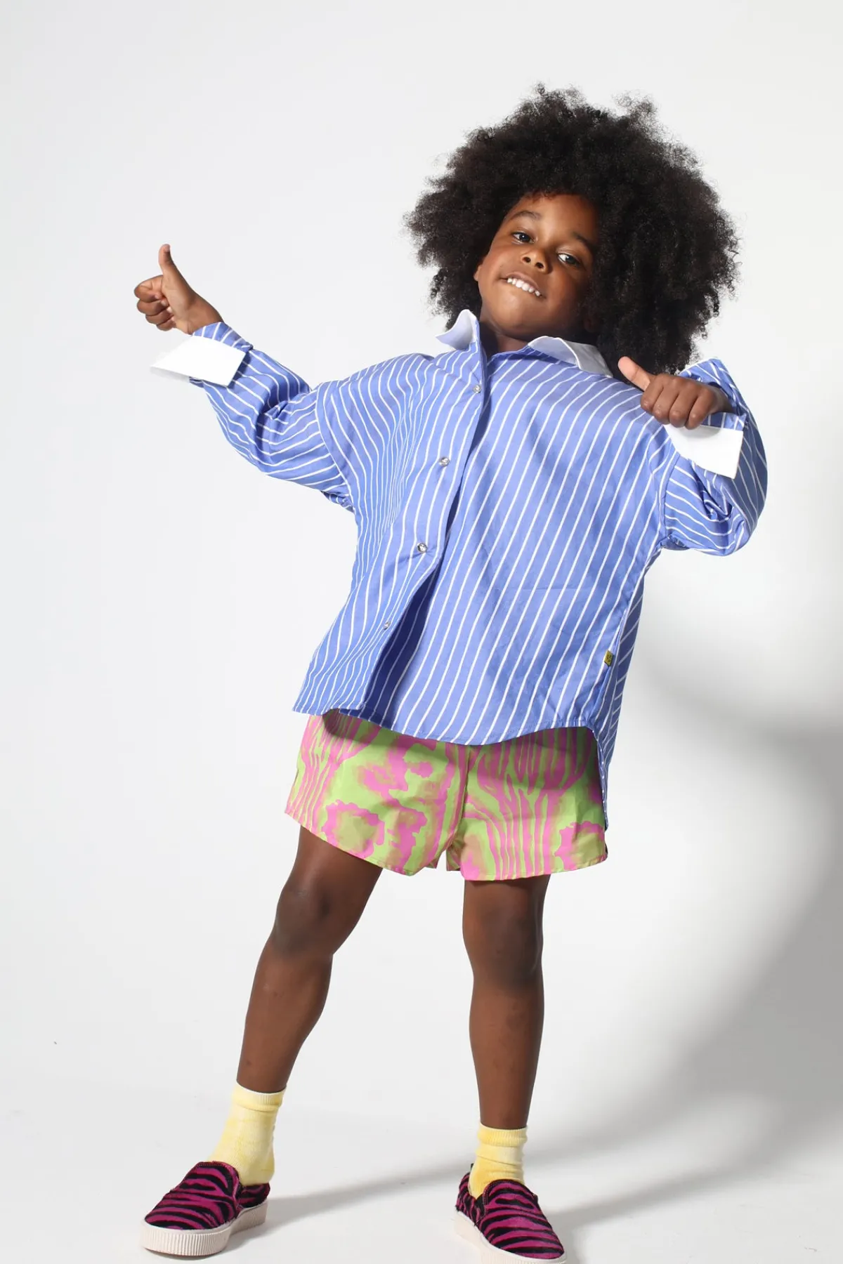 Kids Marques ' Almeida GREEN AND PINK SWIMWEAR LOOSE SHORTS