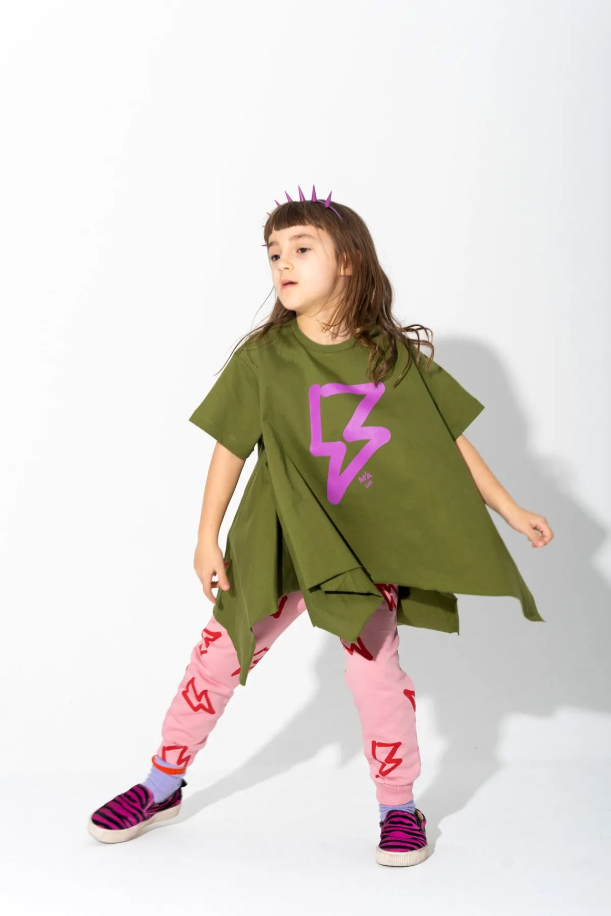 Kids Marques ' Almeida AND PINK THUNDER PRINT FLAP T-SHIRT