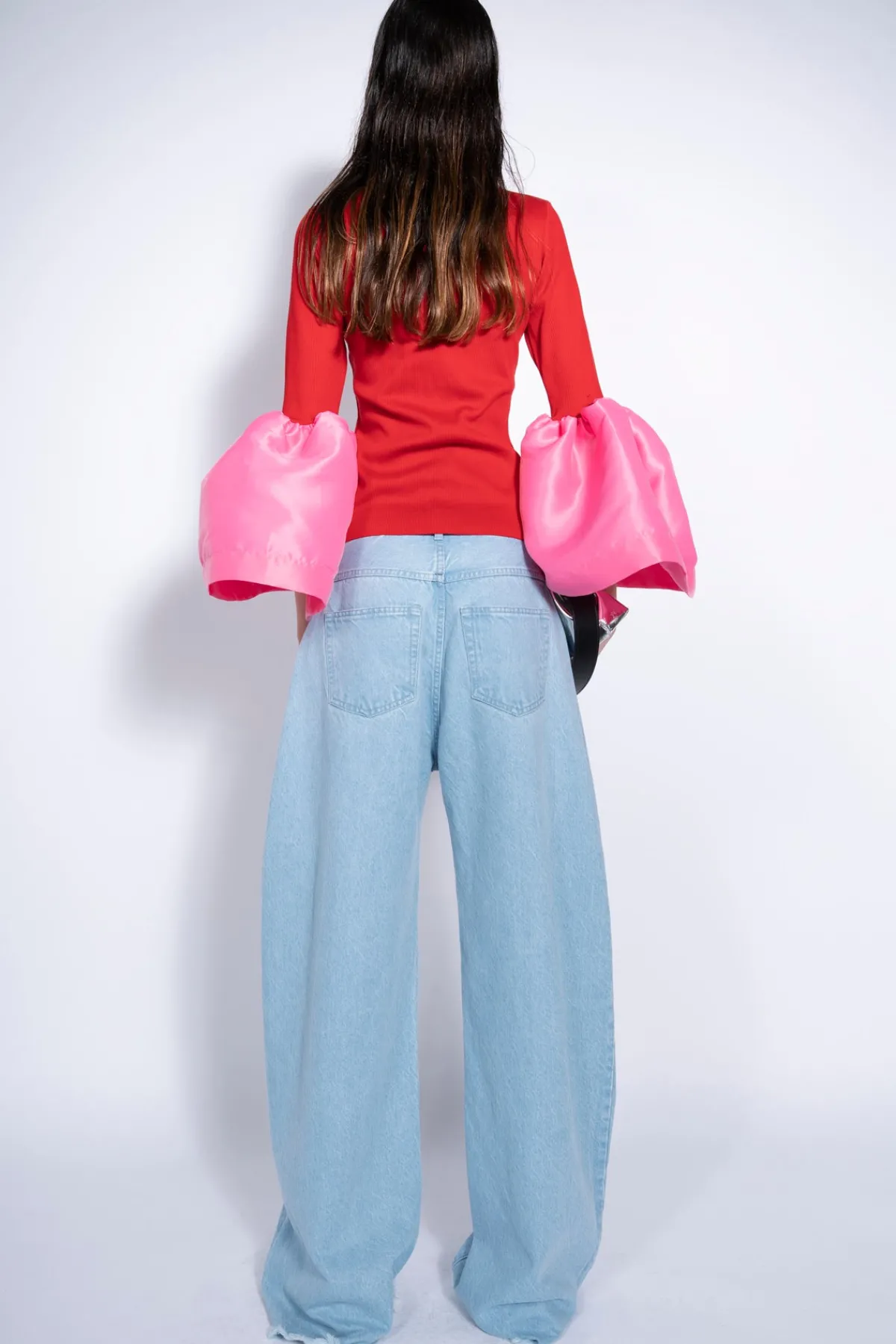 Women Marques ' Almeida LIGHT BLUE BOYFRIEND TROUSERS WITH BIG EYELET