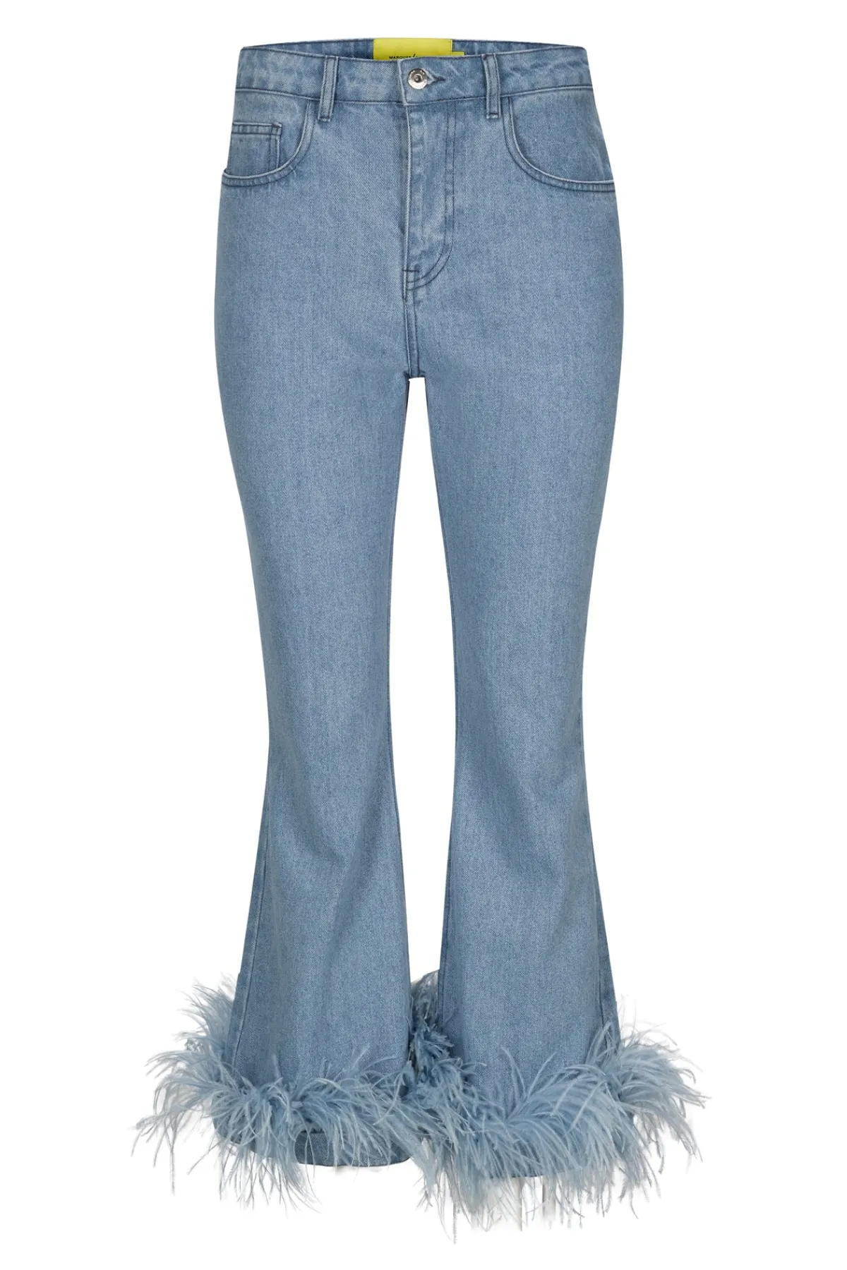 Women Marques ' Almeida LIGHT BLUE FEATHER HEM CAPRI JEANS