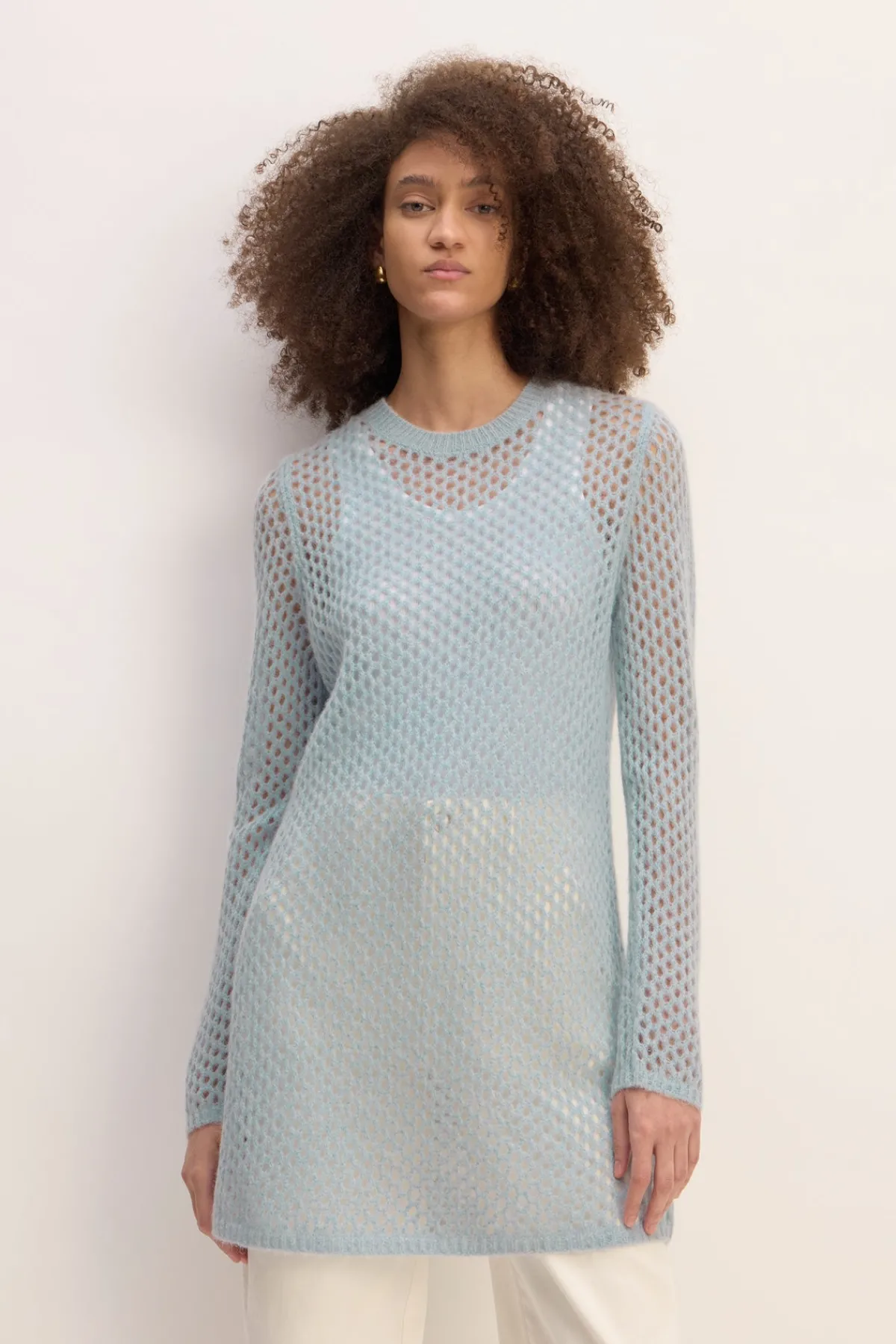 Women Marques ' Almeida LIGHT BLUE MESH KNIT LONG JUMPER