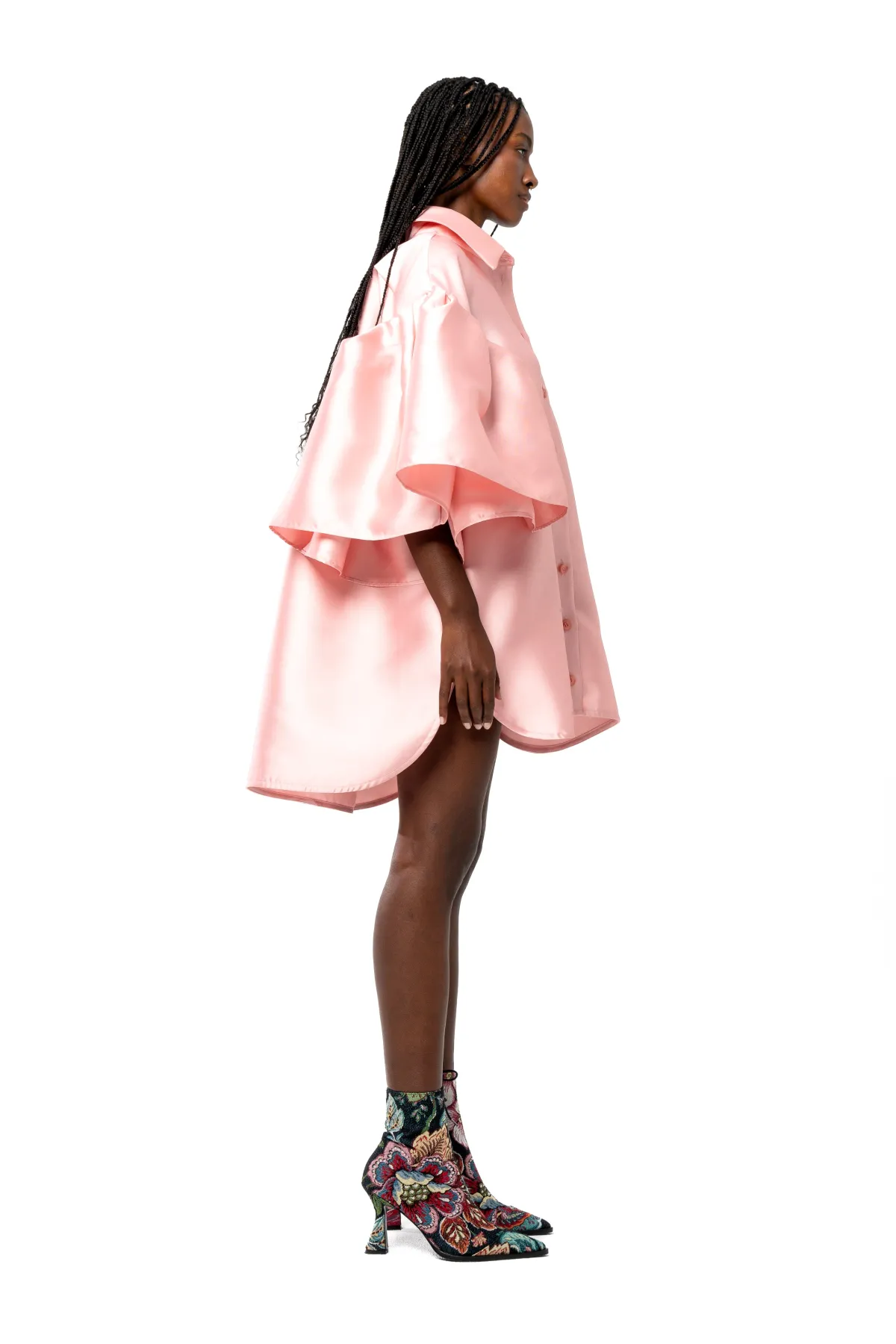 Women Marques ' Almeida LIGHT PINK MIKADO OVERSIZED SHIRT WITH PLEATED SLEEVES