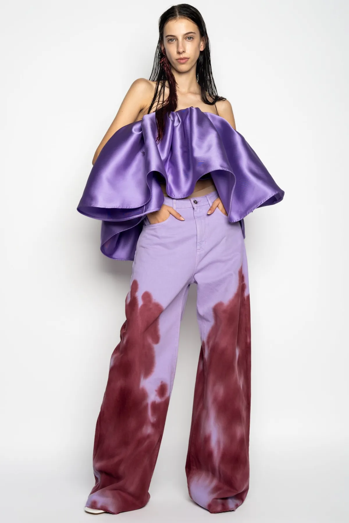 Women Marques ' Almeida LILAC AND BURGUNDY TIE DYE BOYFRIEND TROUSERS