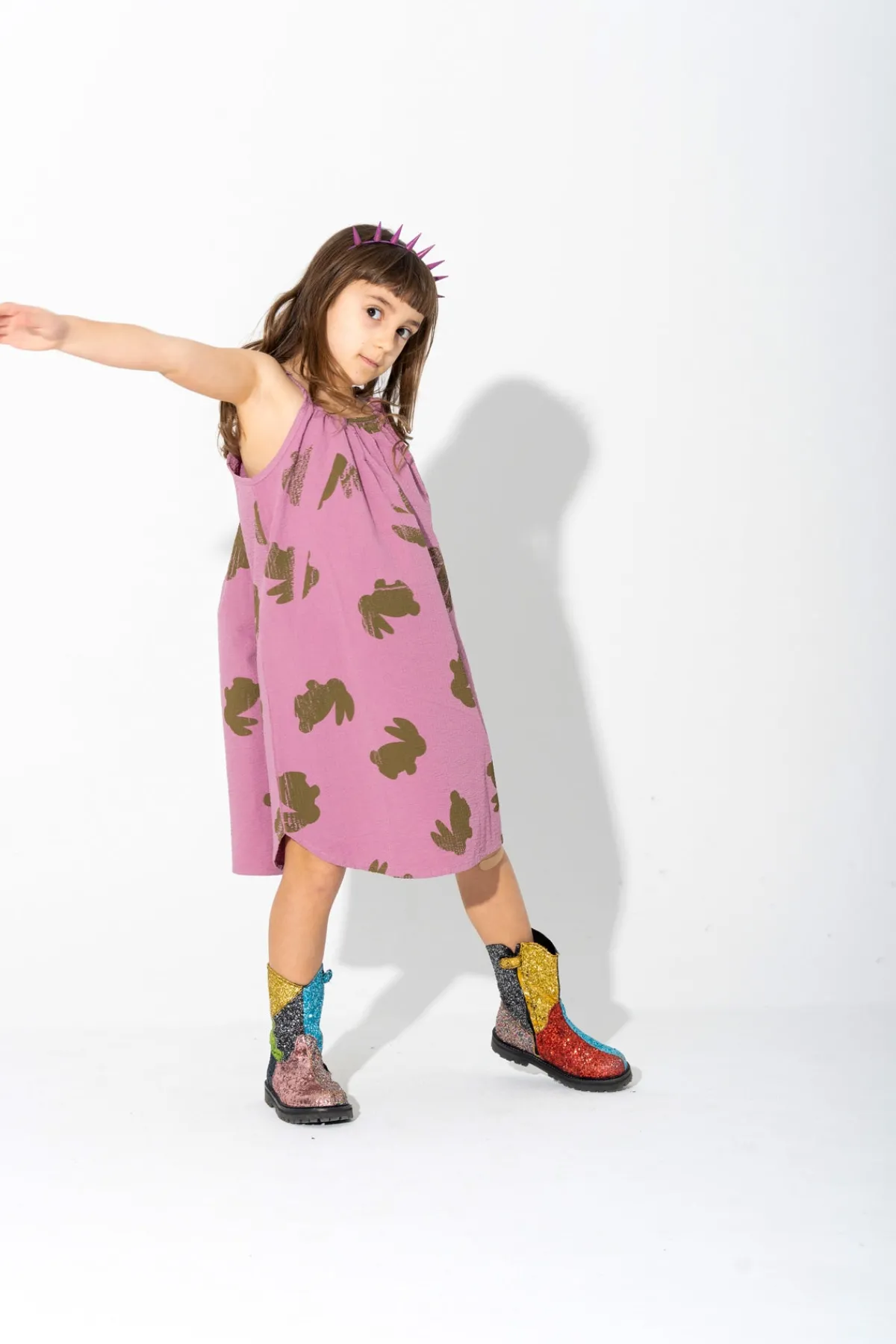 Kids Marques ' Almeida AND GREEN BUNNY PRINT STRAPPY DRESS