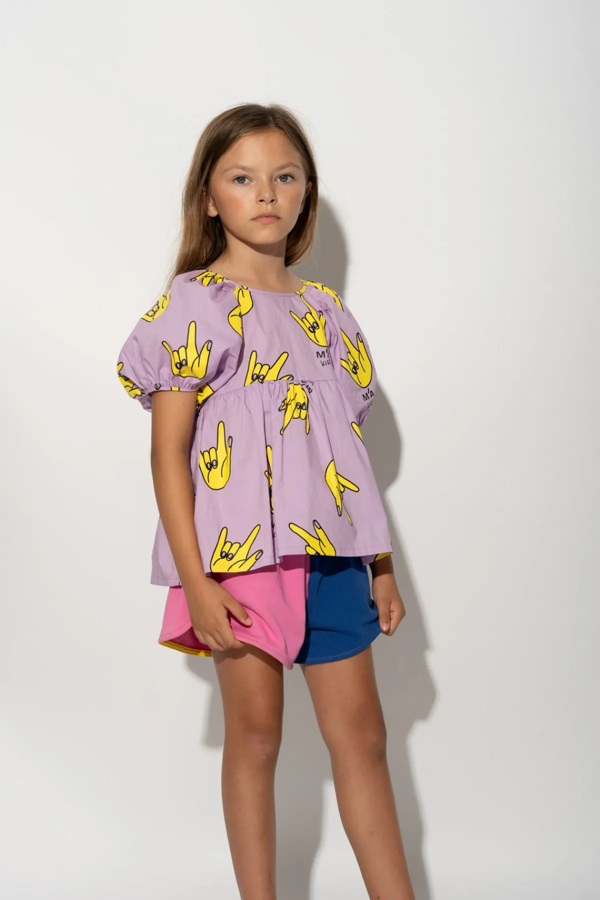 Kids Marques ' Almeida HANDS PRINT BALLOON SLEEVE TOP