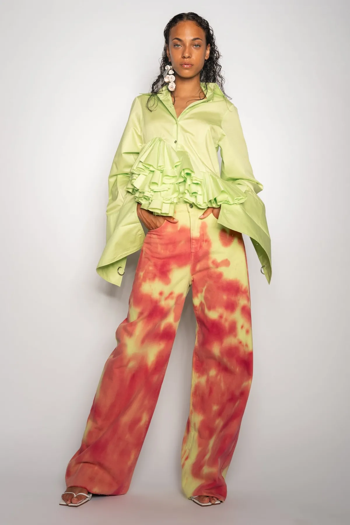 Women Marques ' Almeida LIME AND RED TIE DYE BOYFRIEND TROUSERS