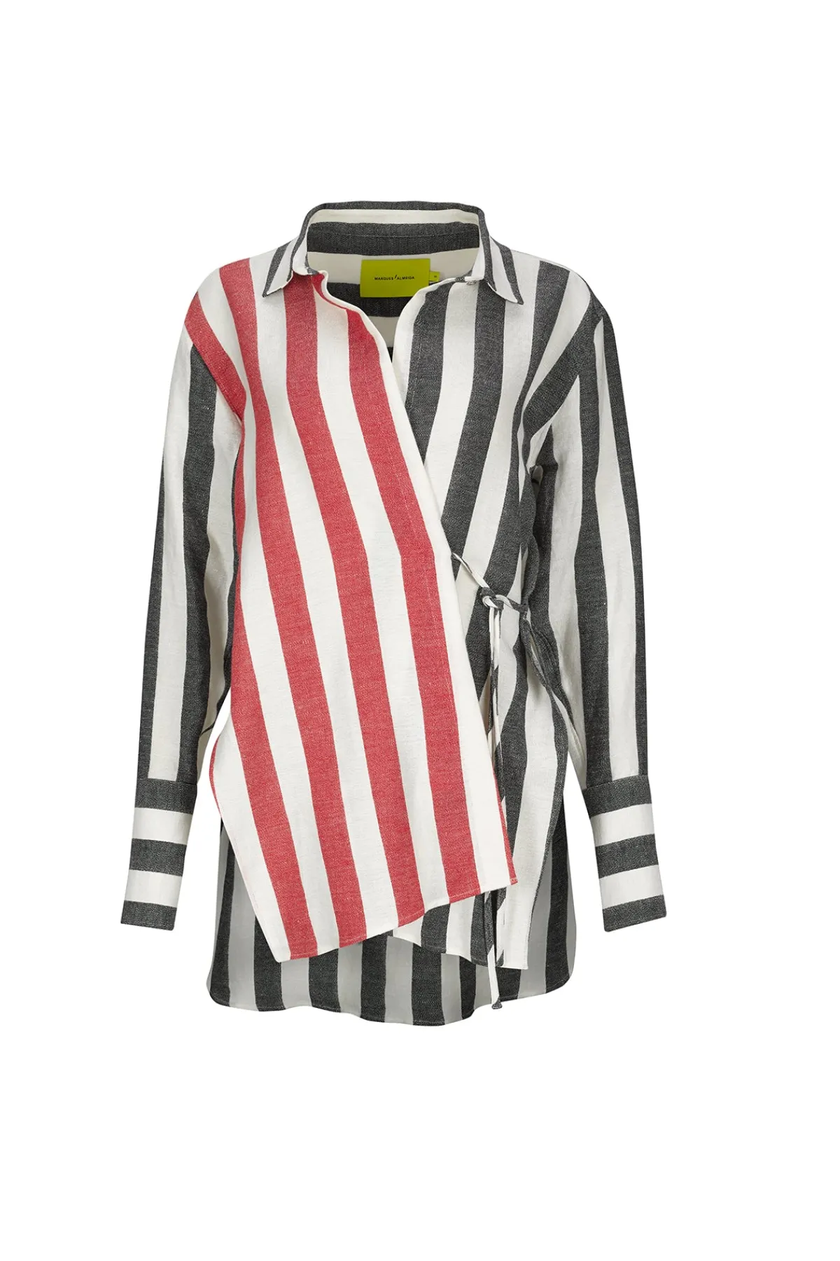 Women Marques ' Almeida MIXED STRIPES LINEN WRAP SHIRT