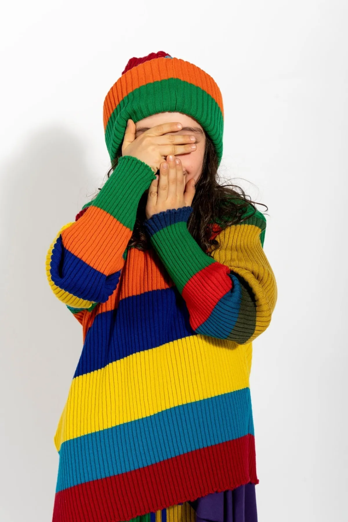 Kids Marques ' Almeida MULTI STRIPES MERINO KNIT BEANIE