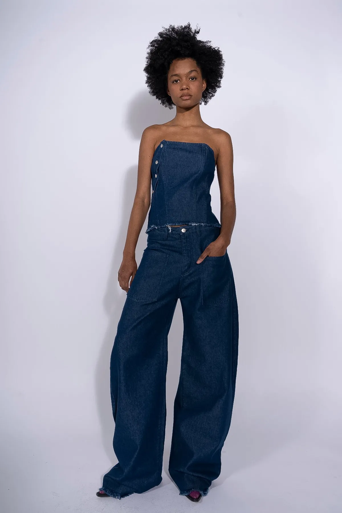 Women Marques ' Almeida DENIM PATCH POCKET BOYFRIEND TROUSERS