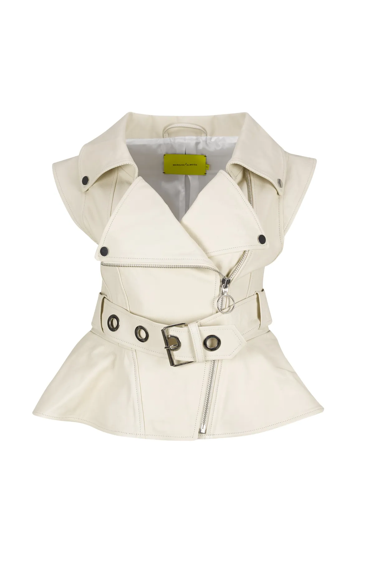 Marques ' Almeida CINCHED OPEN NECK LEATHER BIKER VEST