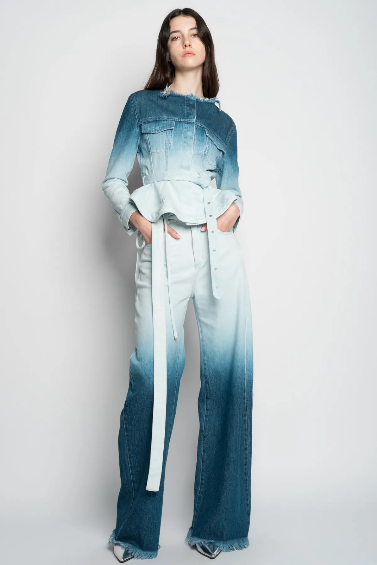 Women Marques ' Almeida OMBRE DENIM BOYFRIEND JEANS WITH BELTS