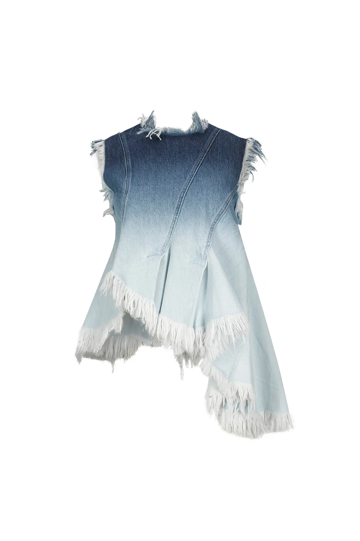 Women Marques ' Almeida OMBRE DENIM SLEEVELESS TOP WITH ASYMMETRIC HEM