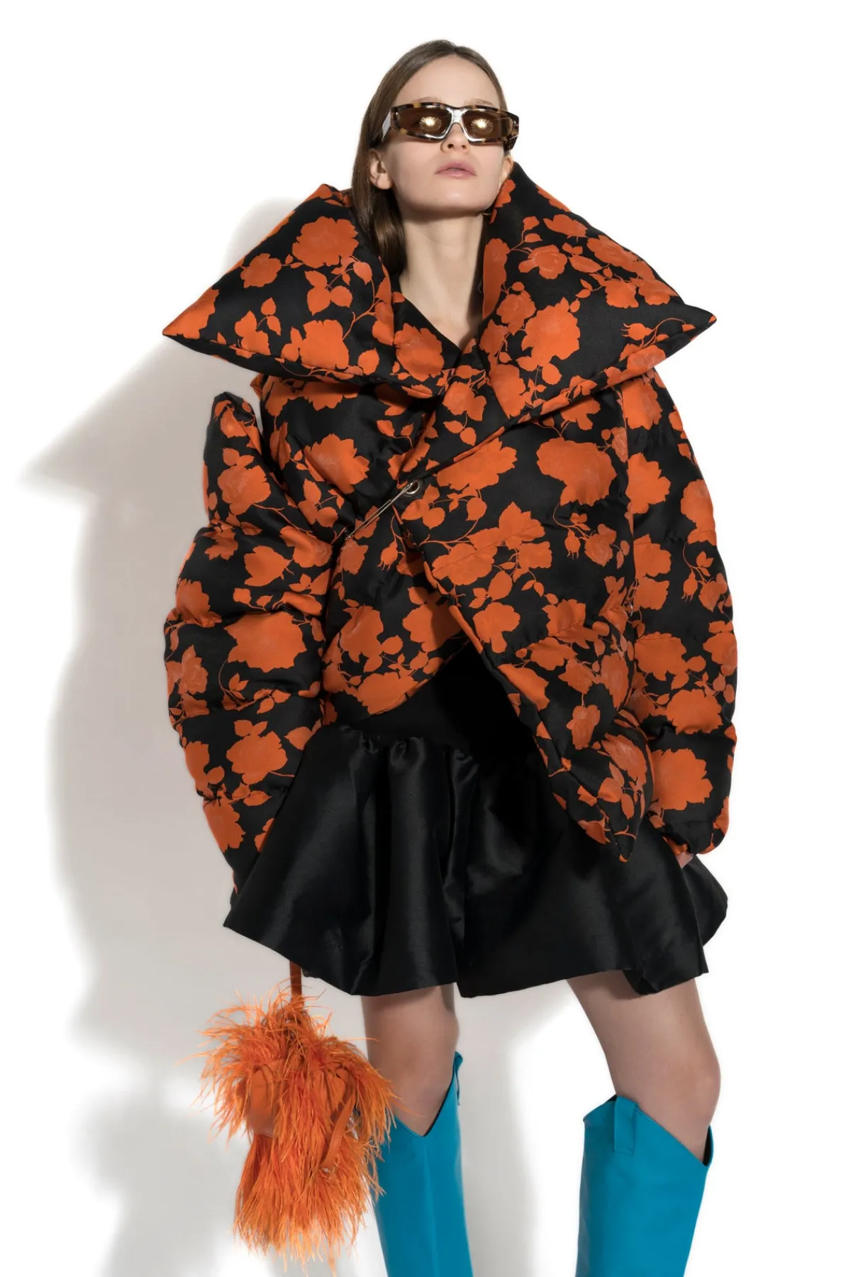 Women Marques ' Almeida ORANGE FLORAL M'A PUFFER JACKET