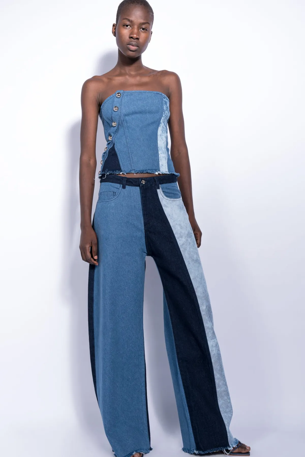 Women Marques ' Almeida PATCHWORK DENIM BOYFRIEND TROUSERS