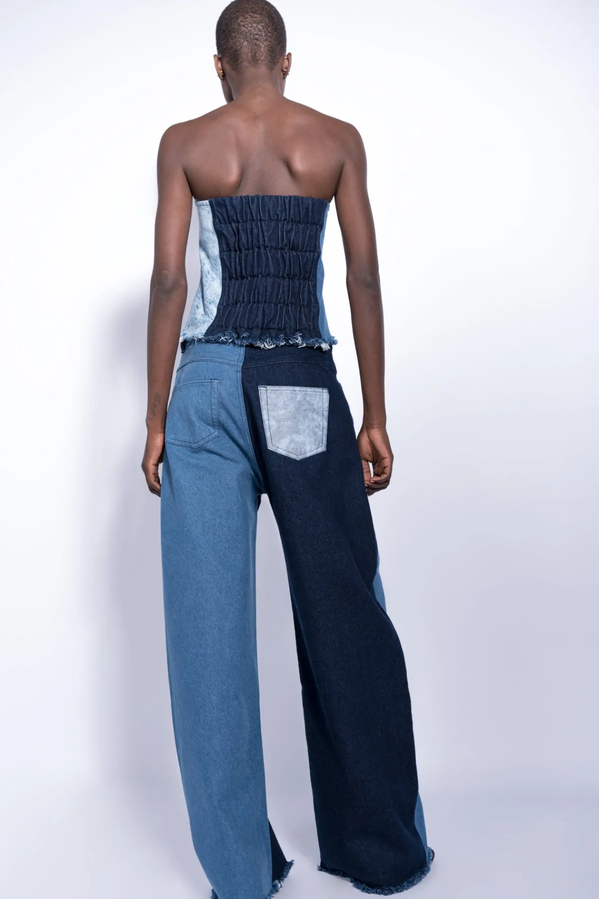 Women Marques ' Almeida PATCHWORK DENIM BOYFRIEND TROUSERS