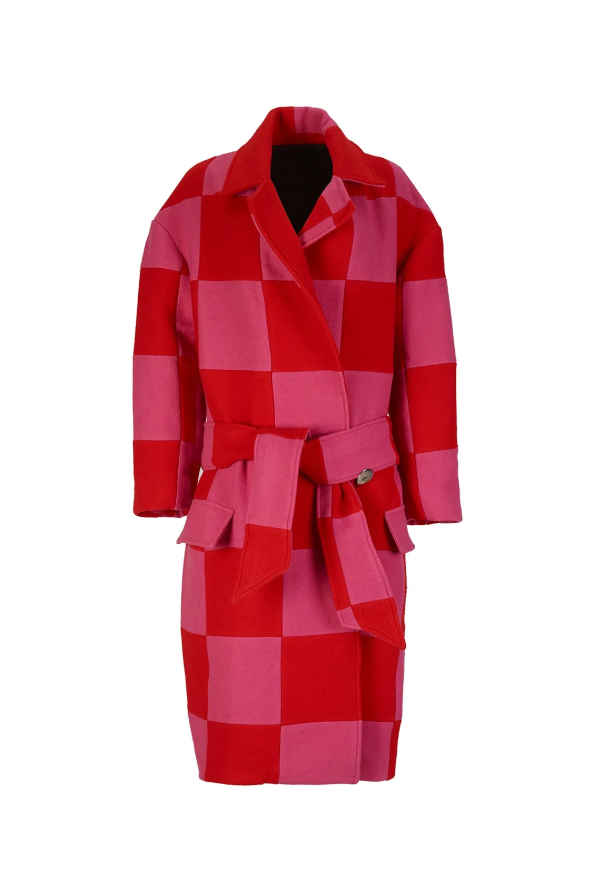 Women Marques ' Almeida PINK AND RED CHECKED LONG COAT