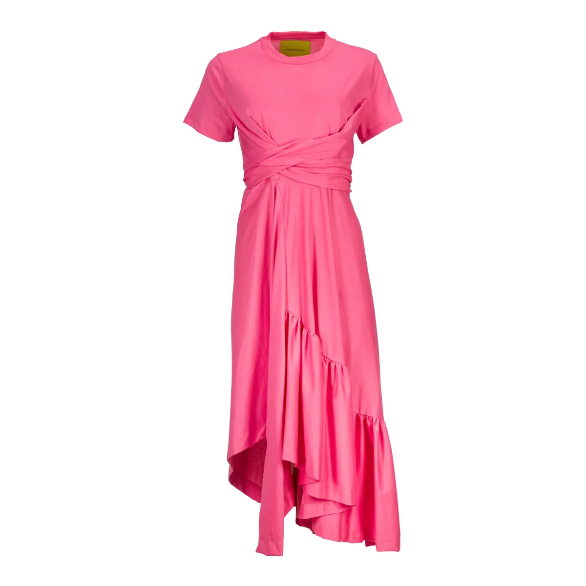 Women Marques ' Almeida PINK CROSS WAIST DRAPE T-SHIRT DRESS